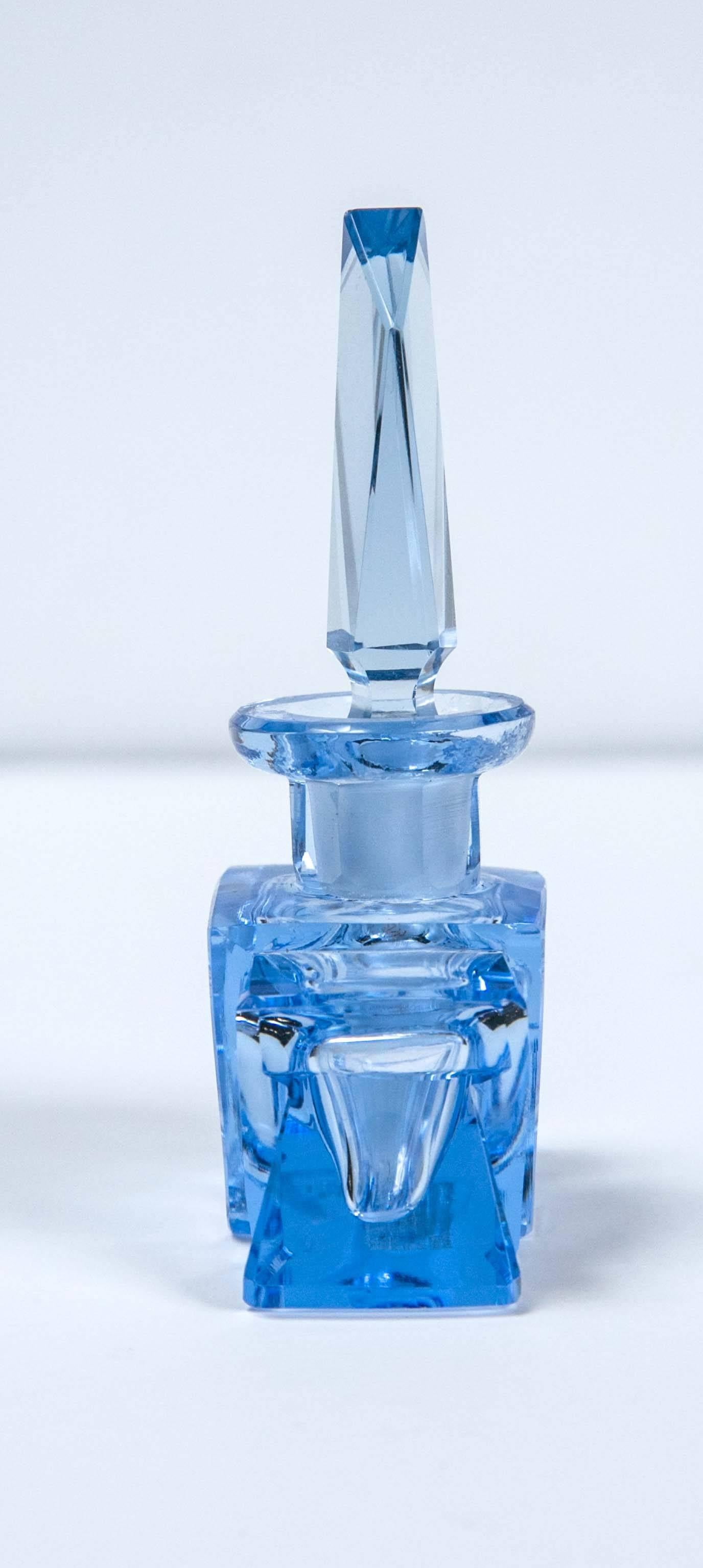 Early 20th Century 1920s Czech Crystal Perfume Bottle