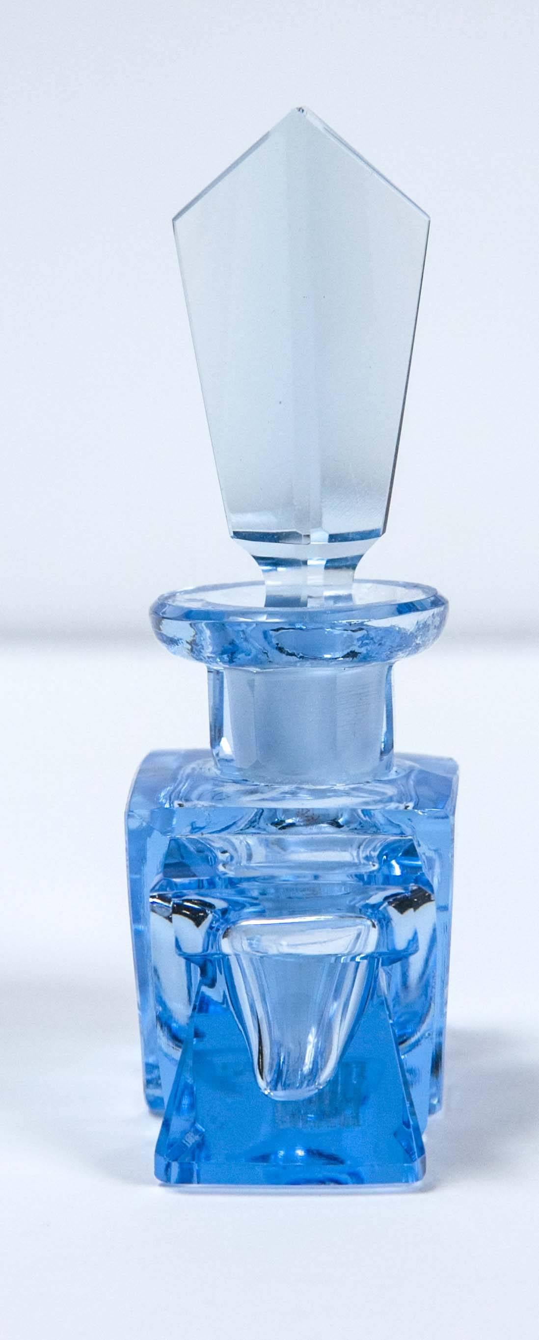 Glass 1920s Czech Crystal Perfume Bottle