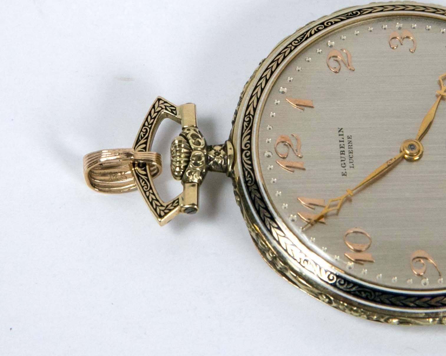 20th Century 14-Karat Yellow Gold Lucerne, E Gubelin Pocket Watch