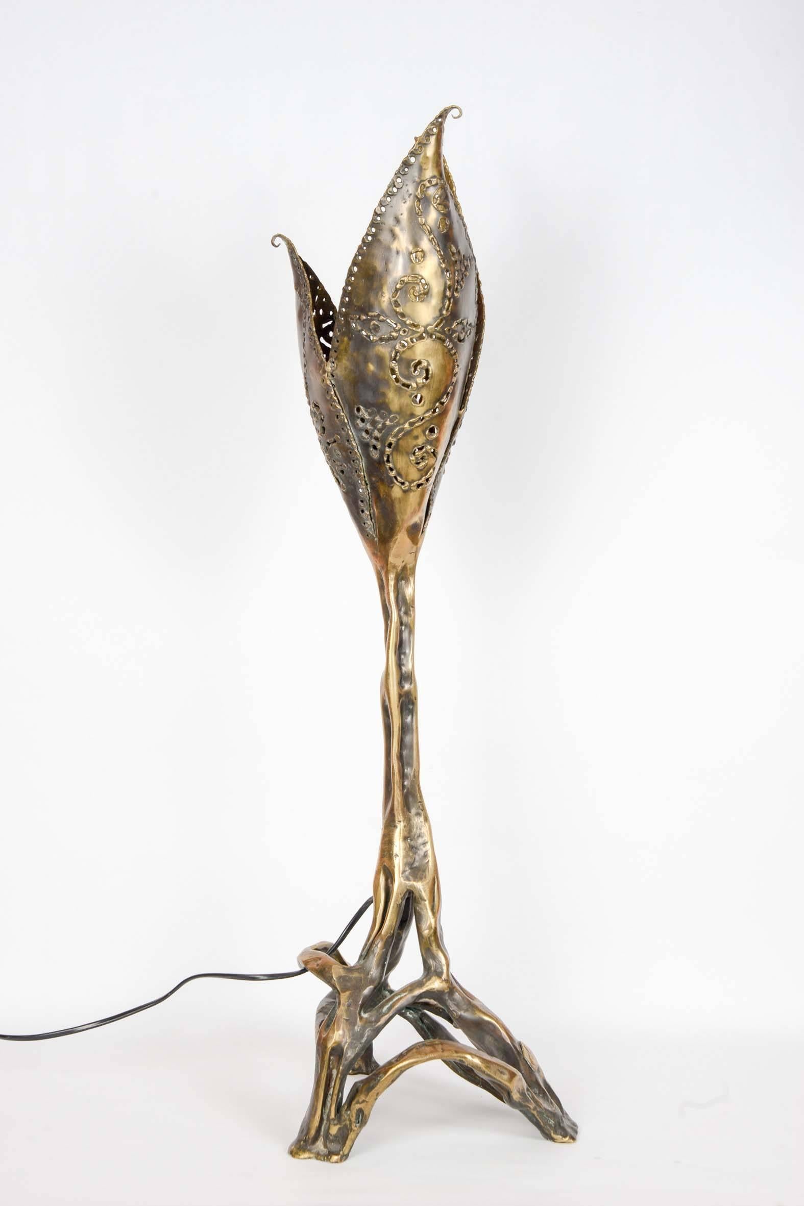One of Kind Brutalist Lamp In Good Condition For Sale In Bois-Colombes, FR