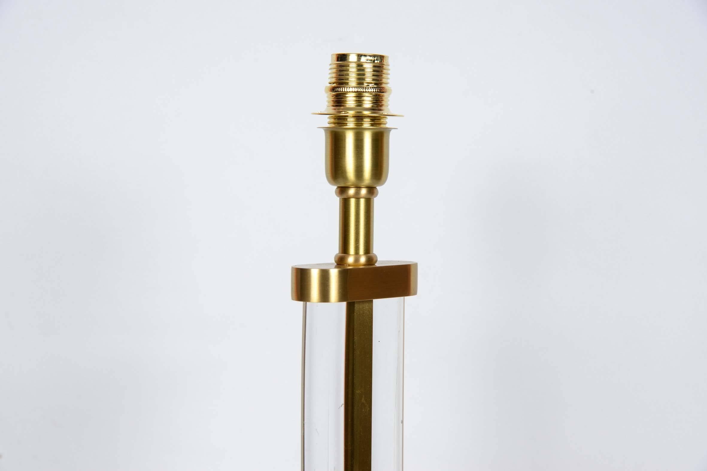 Paar Lampen aus Bronze und Kristall (Messing) im Angebot