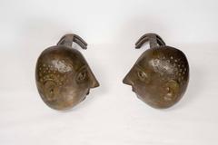 Pair of Bronze Andirons Monogrammed DG