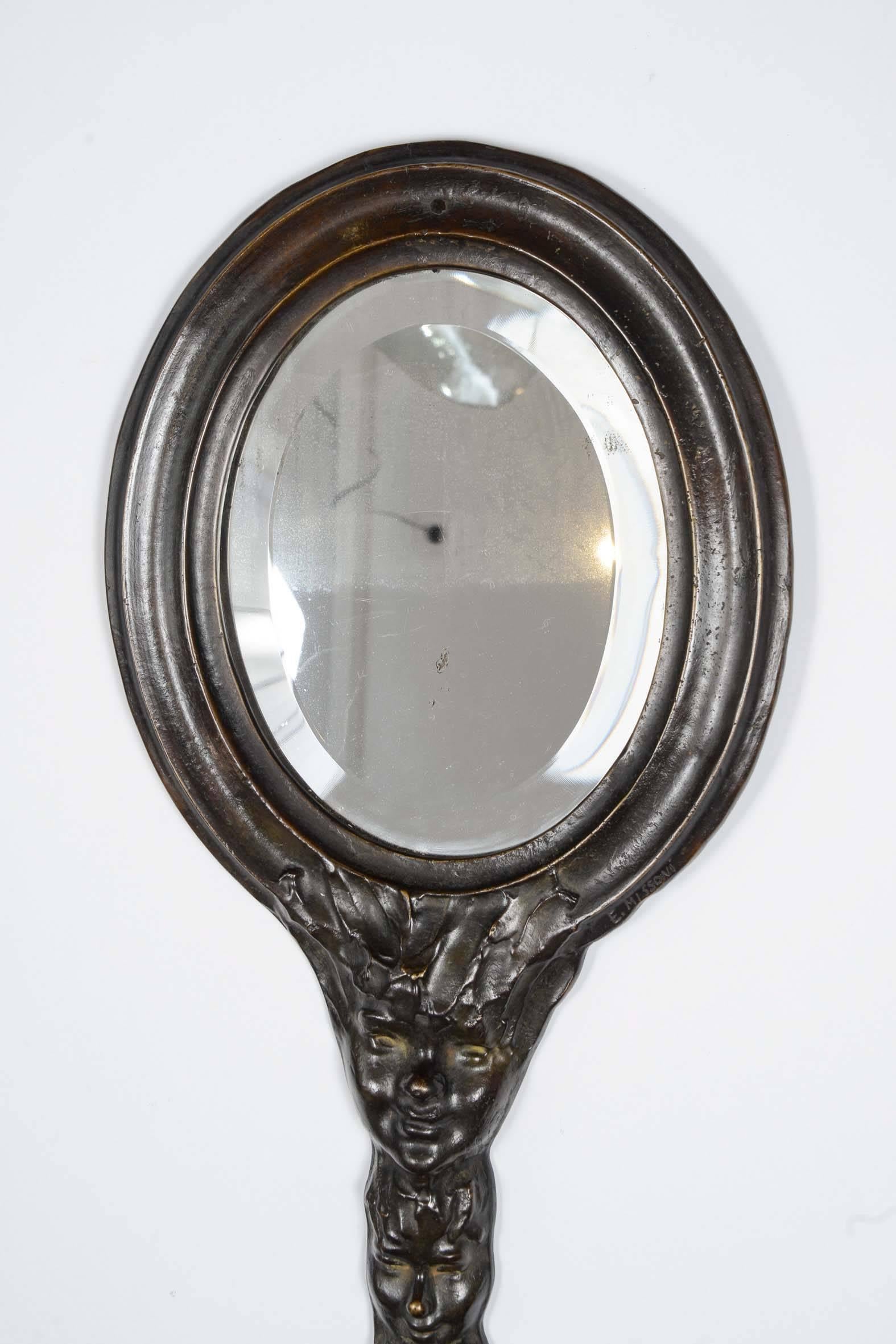 Rare Bronze Wall Mirror by Enzo Missoni In Excellent Condition For Sale In Bois-Colombes, FR