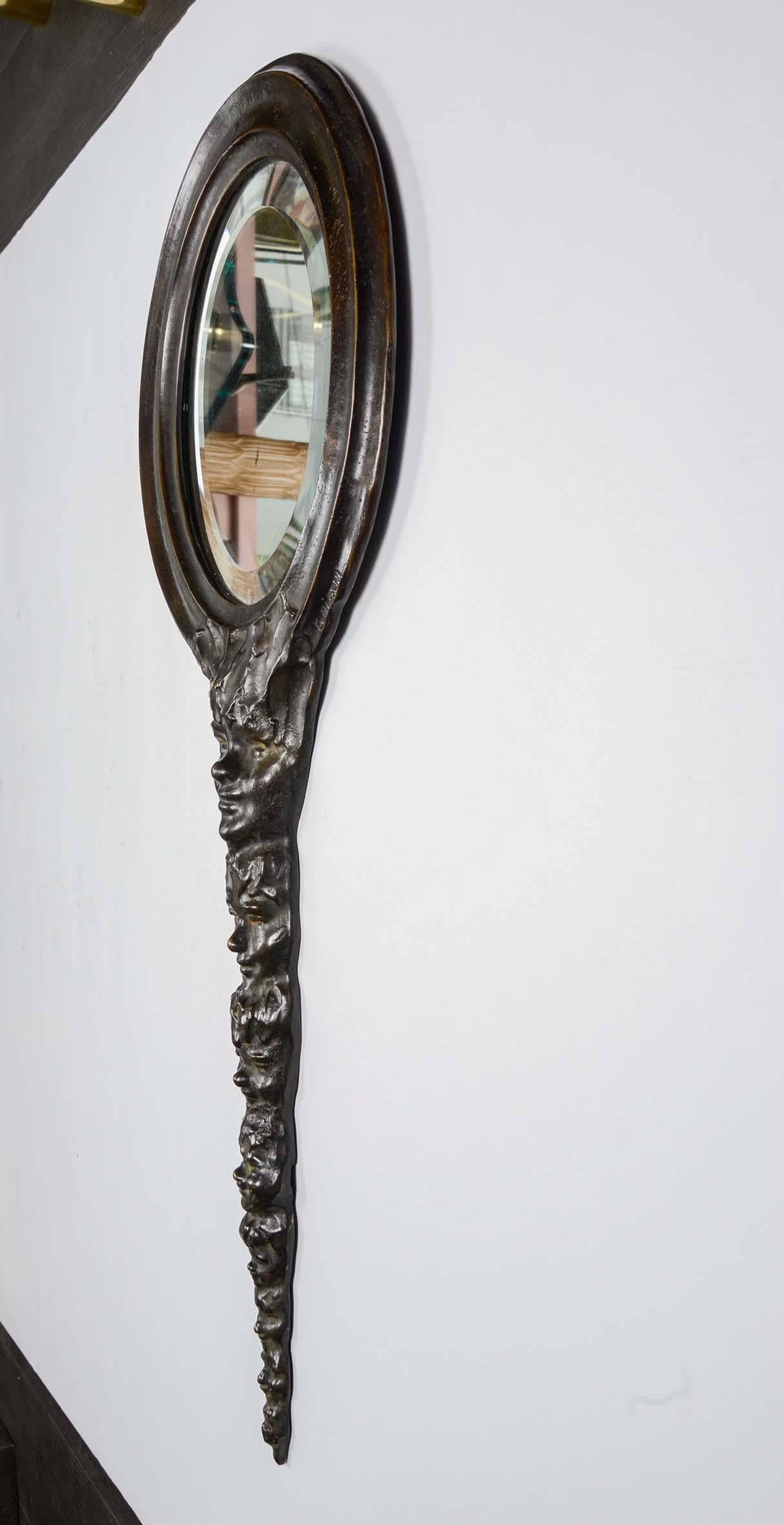 Late 20th Century Rare Bronze Wall Mirror by Enzo Missoni For Sale