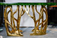 Console with Bronze Base and Resin Top by Franco Gavagni