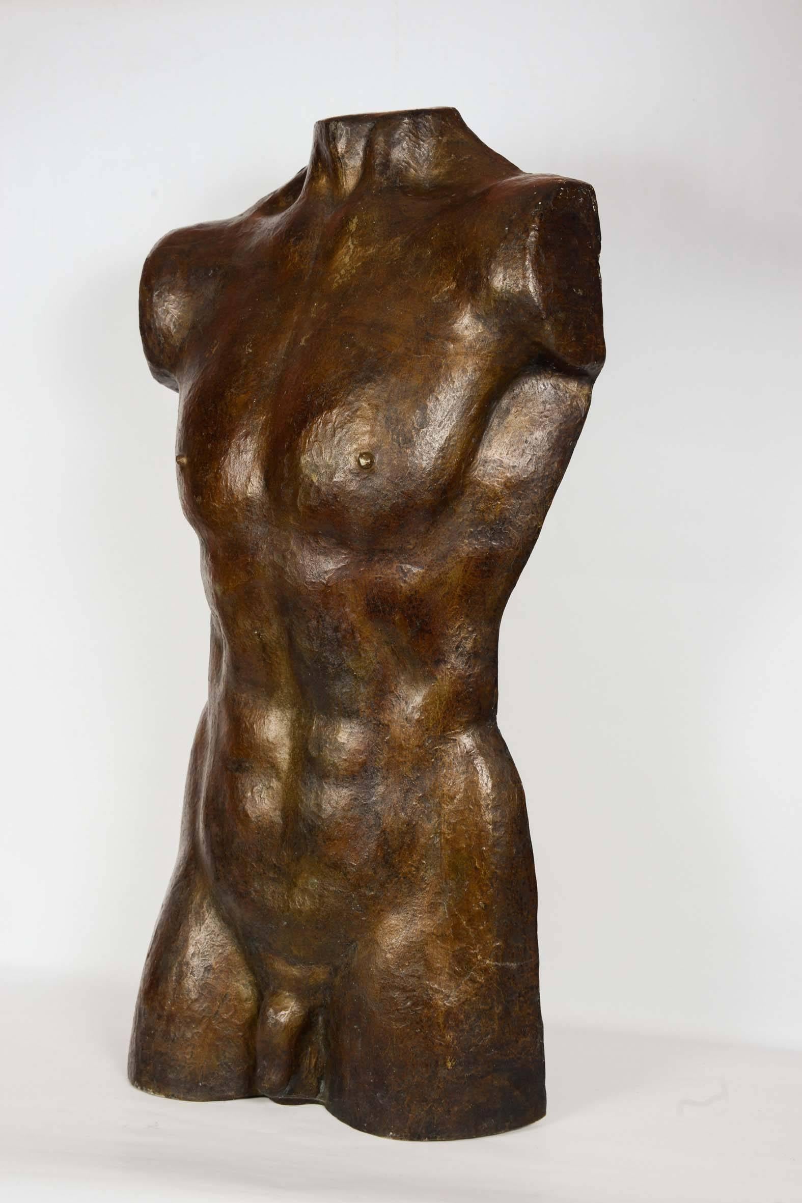 Late 20th Century Huge Bronze Bust Signed