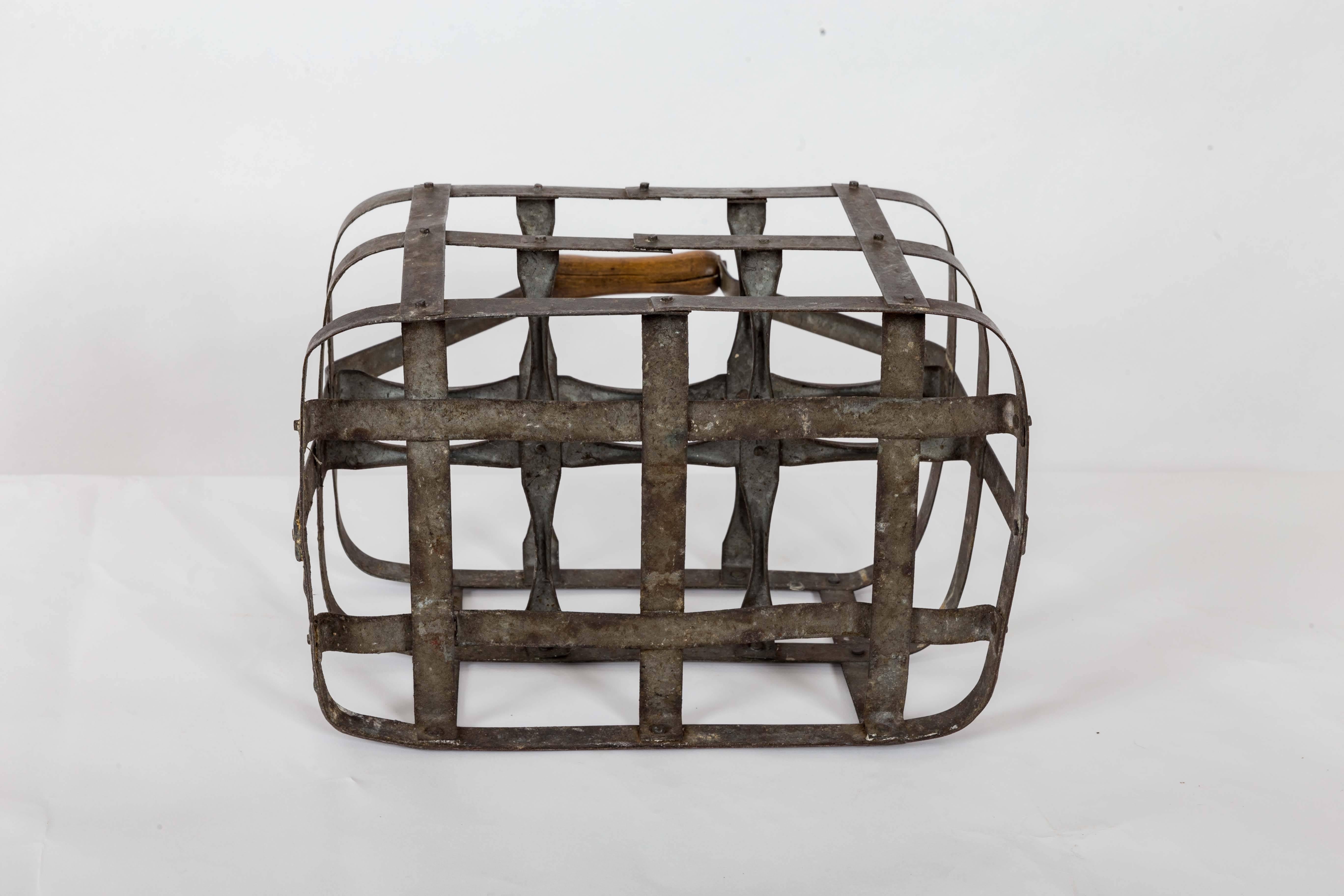 20th Century Turn-of-the-Century Metal Bottle Carrier, France, circa 1900