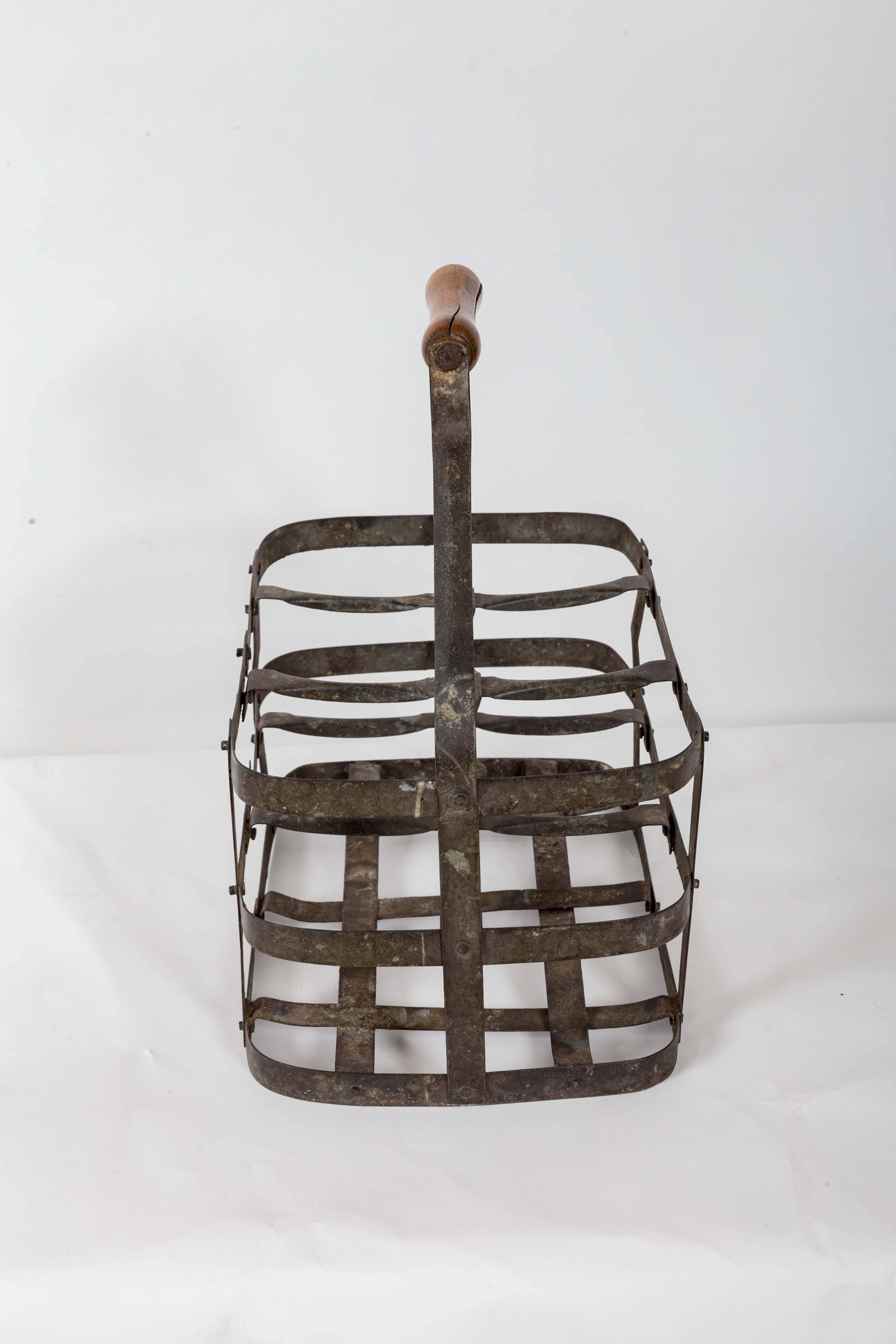 Turn-of-the-Century Metal Bottle Carrier, France, circa 1900 1