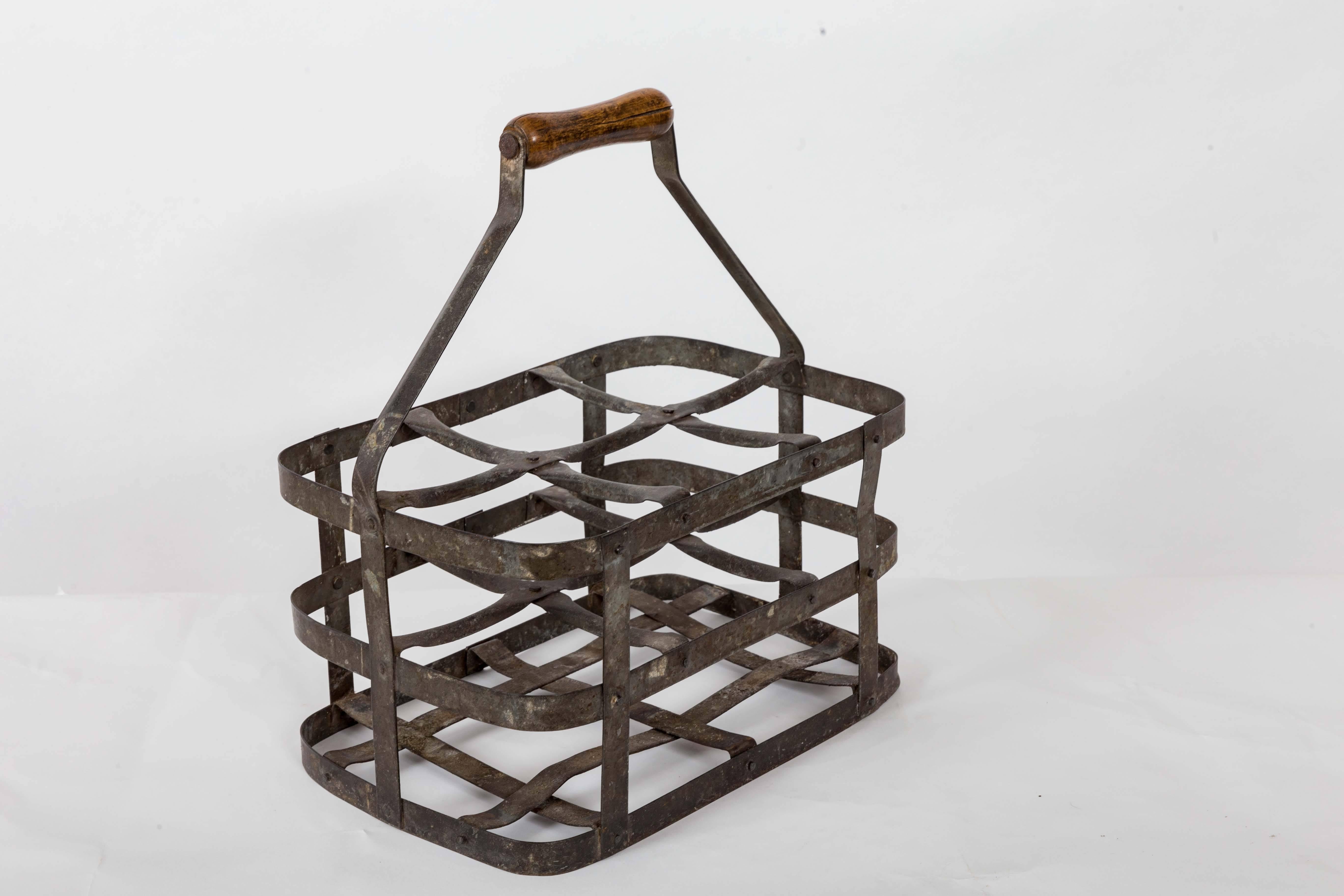 Turn-of-the-Century Metal Bottle Carrier, France, circa 1900 2
