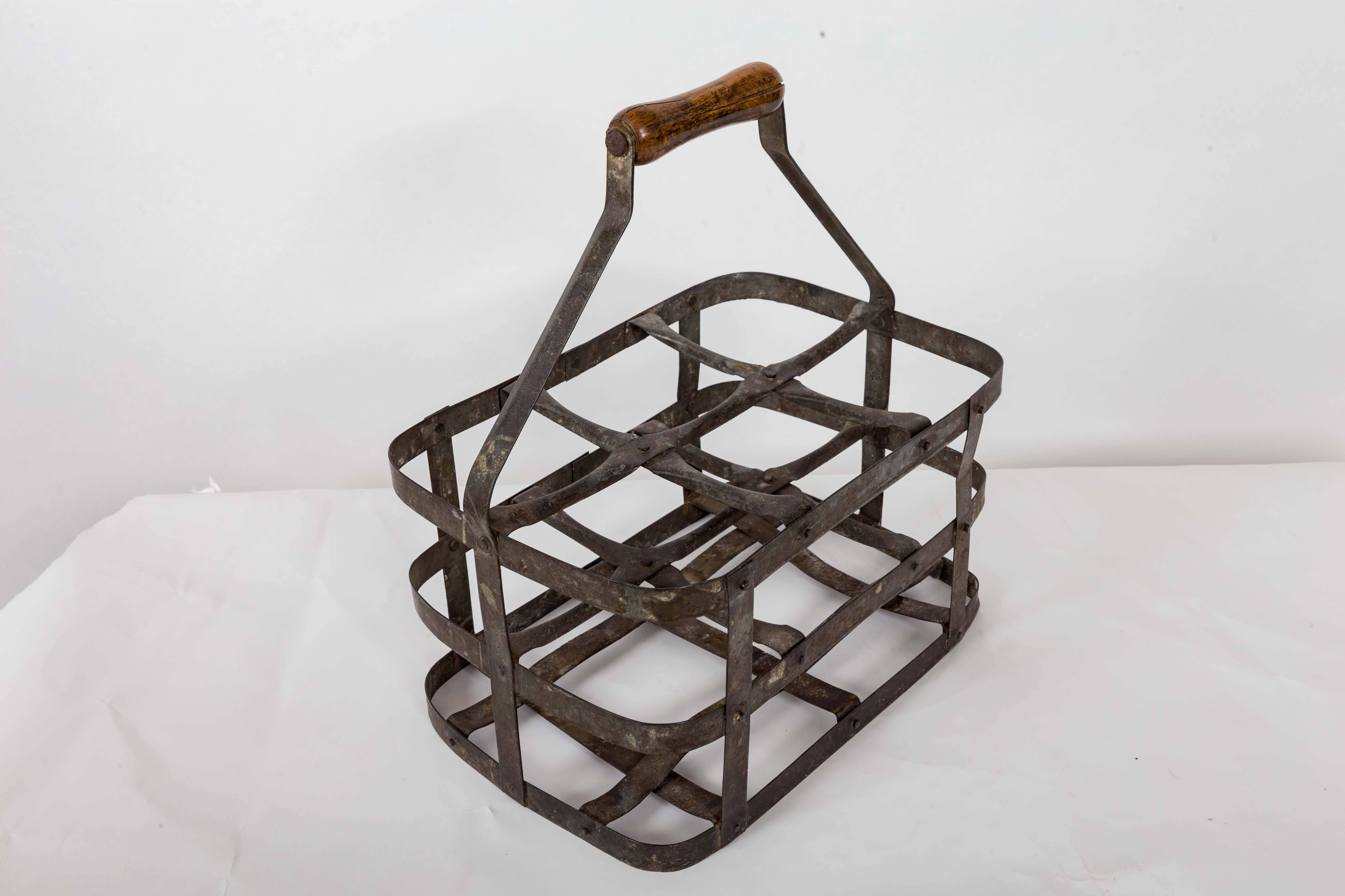 Turn-of-the-Century Metal Bottle Carrier, France, circa 1900 3