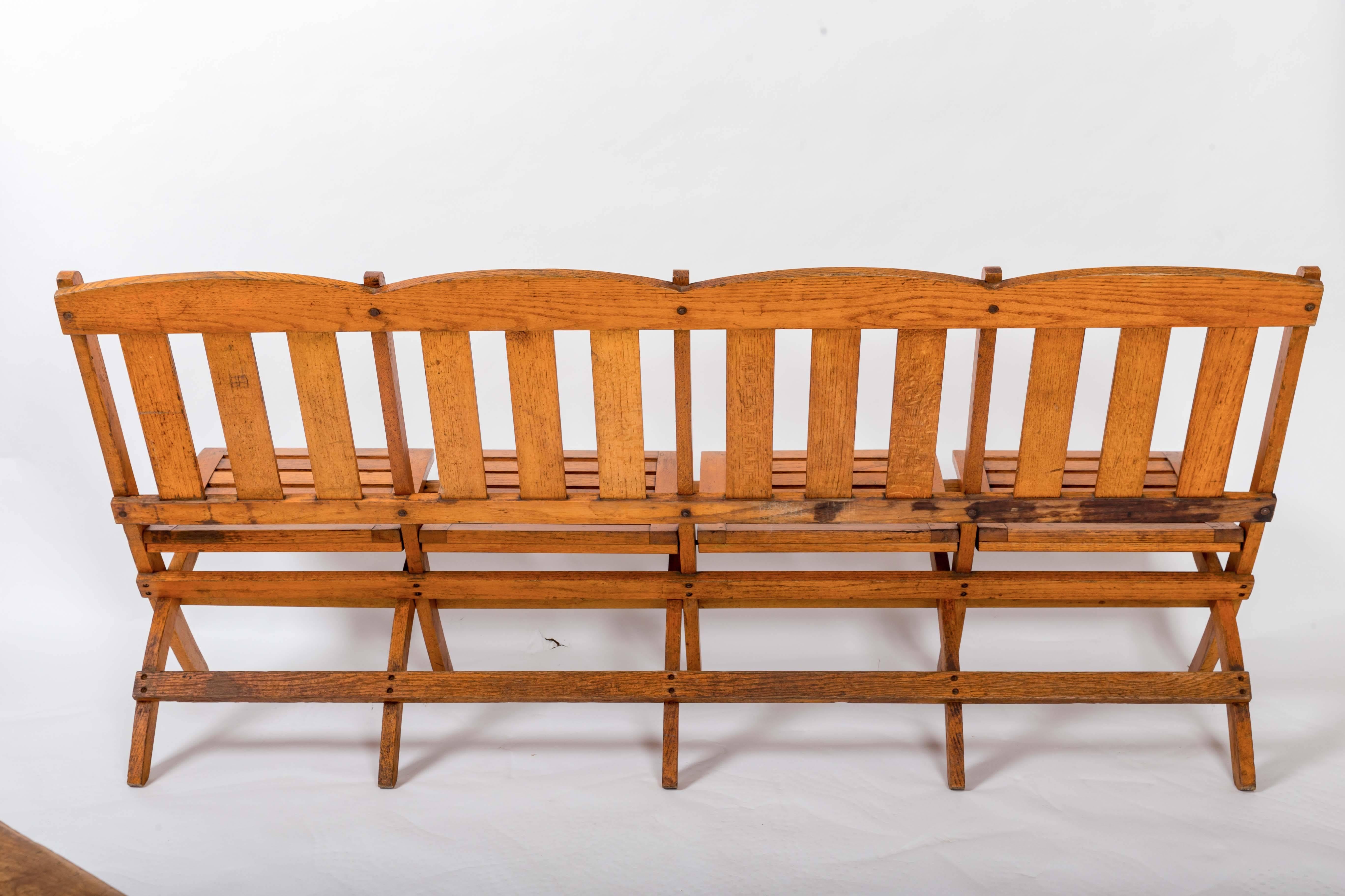 1920s Four-Seat Folding Railroad Bench, Capetown South Africa, circa 1920s For Sale 1