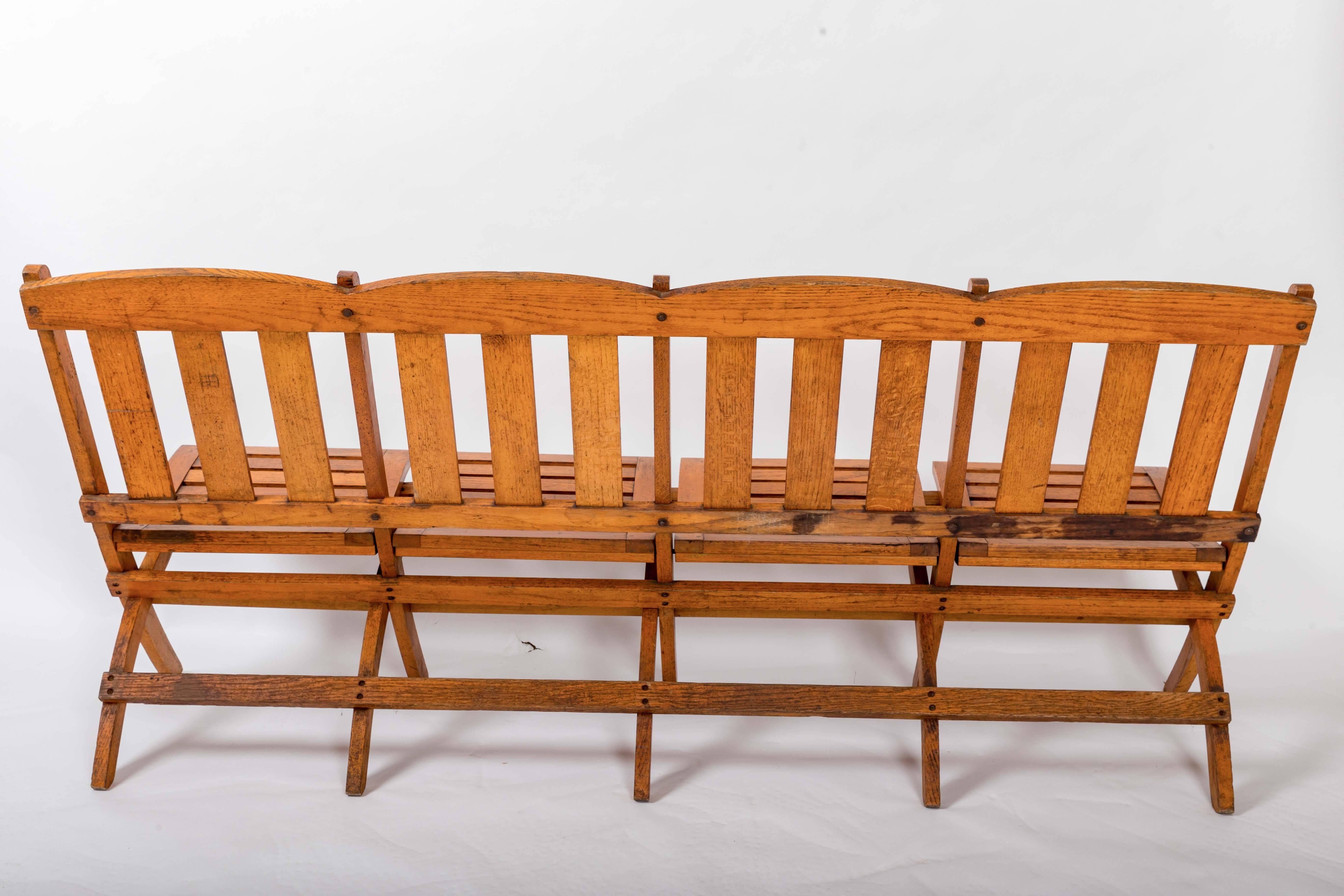 1920s Four-Seat Folding Railroad Bench, Capetown South Africa, circa 1920s For Sale 2