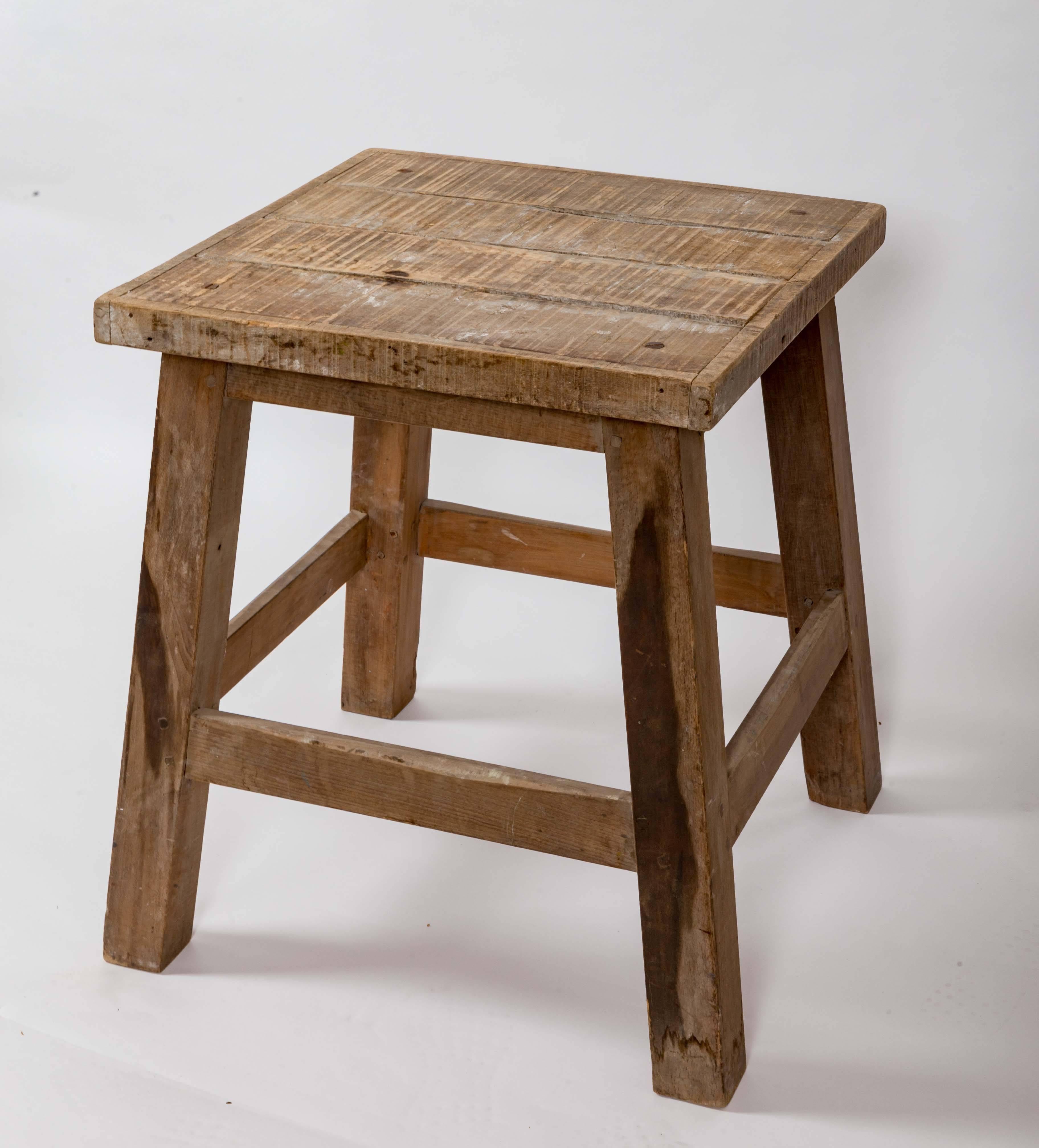Belgian 1920s Weathered Chestnut and Beech Table