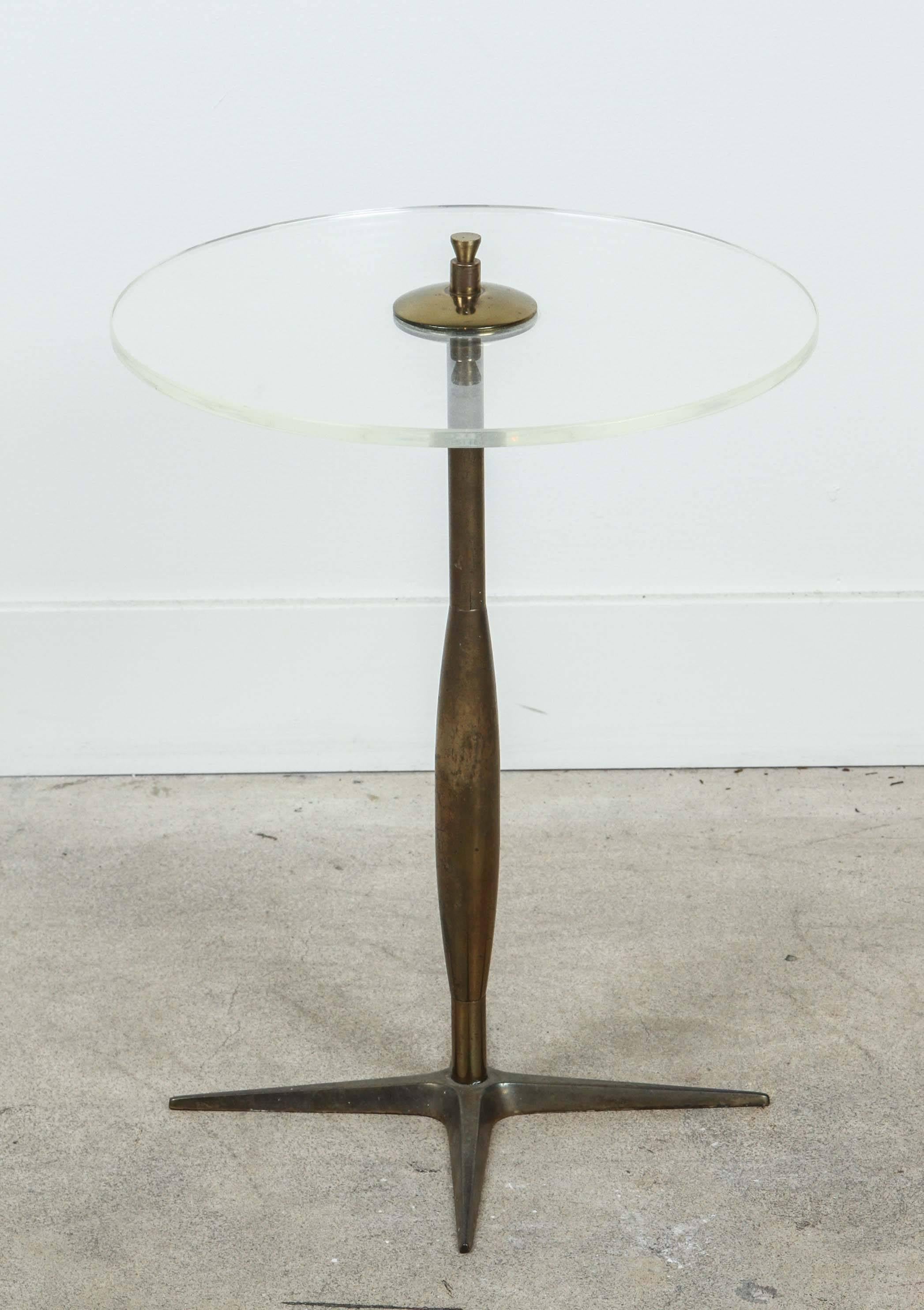 Italian Lucite and Brass Cigarette Table In Excellent Condition In Los Angeles, CA