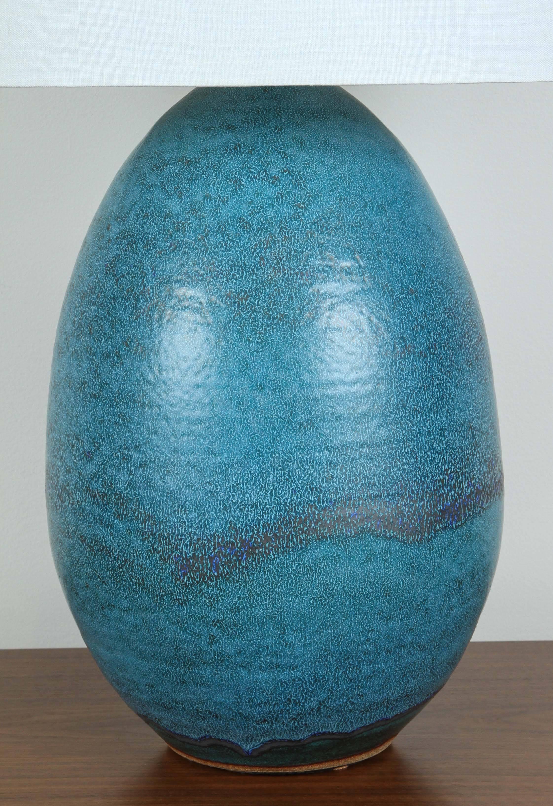 Mid-Century Modern XL Ceramic Pod Lamp in Turquoise by Victoria Morris for Lawson-Fenning