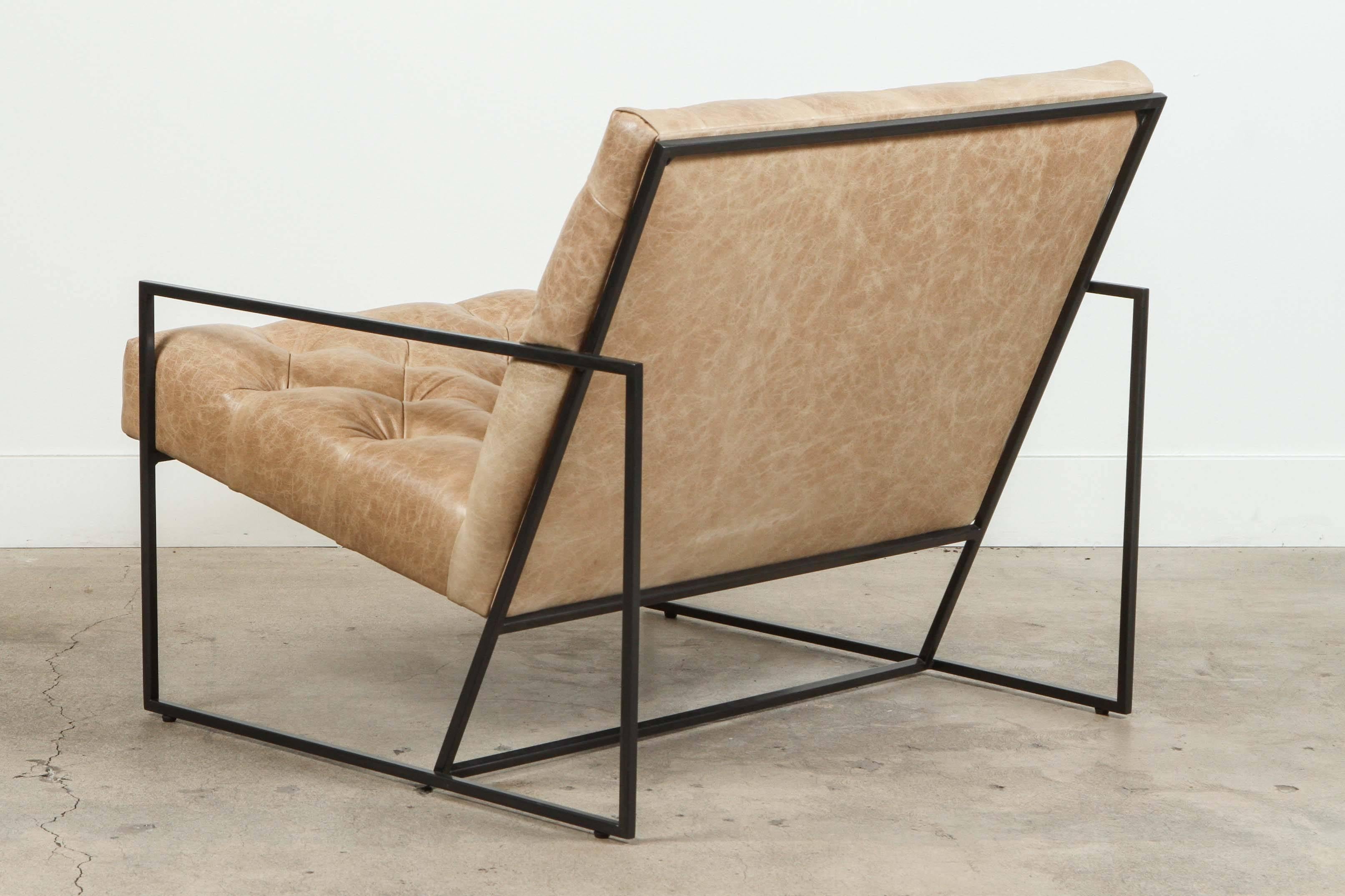 American Pair of Tufted Thin Frame Lounge Chair by Lawson-Fenning