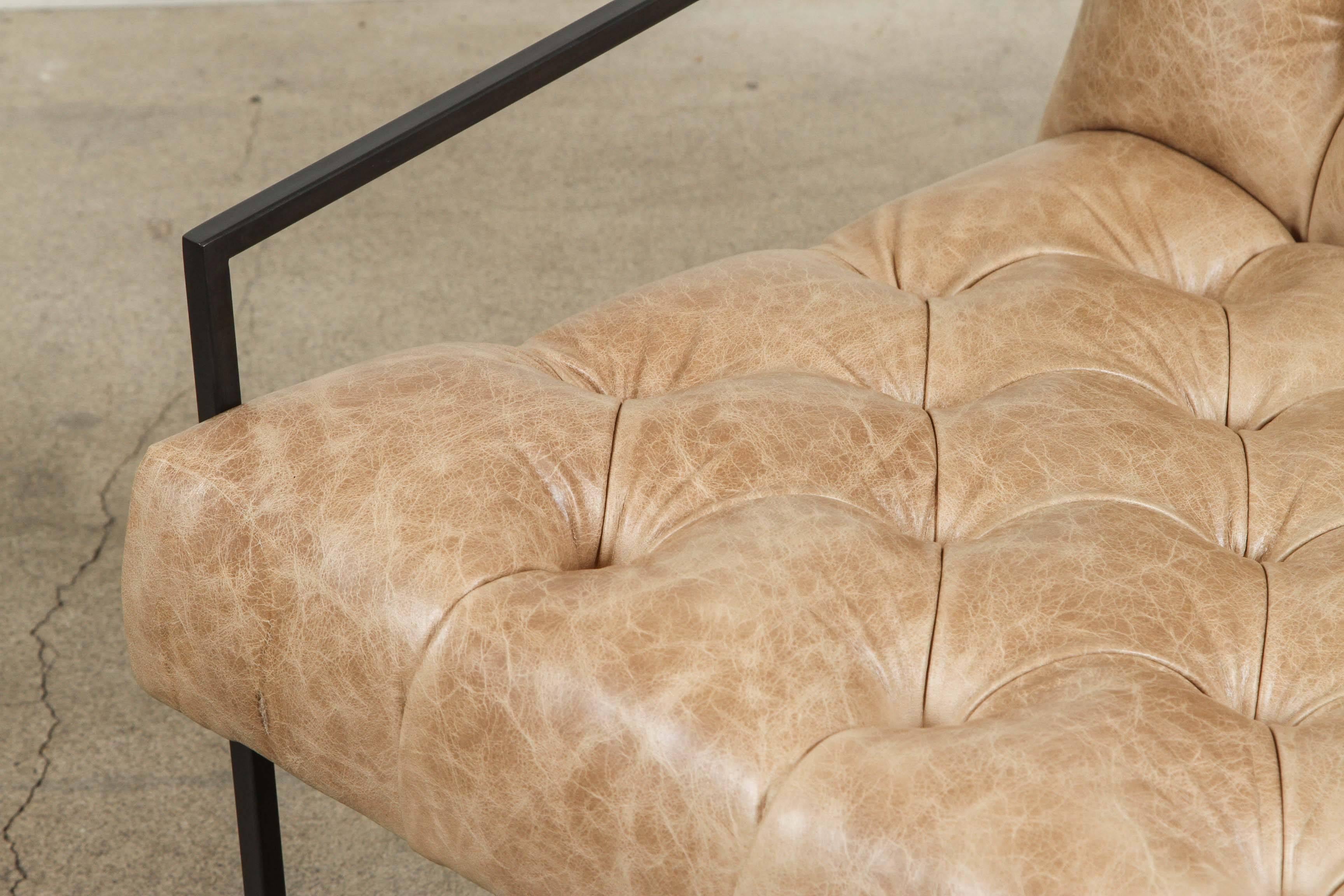 Pair of Tufted Thin Frame Lounge Chair by Lawson-Fenning 1