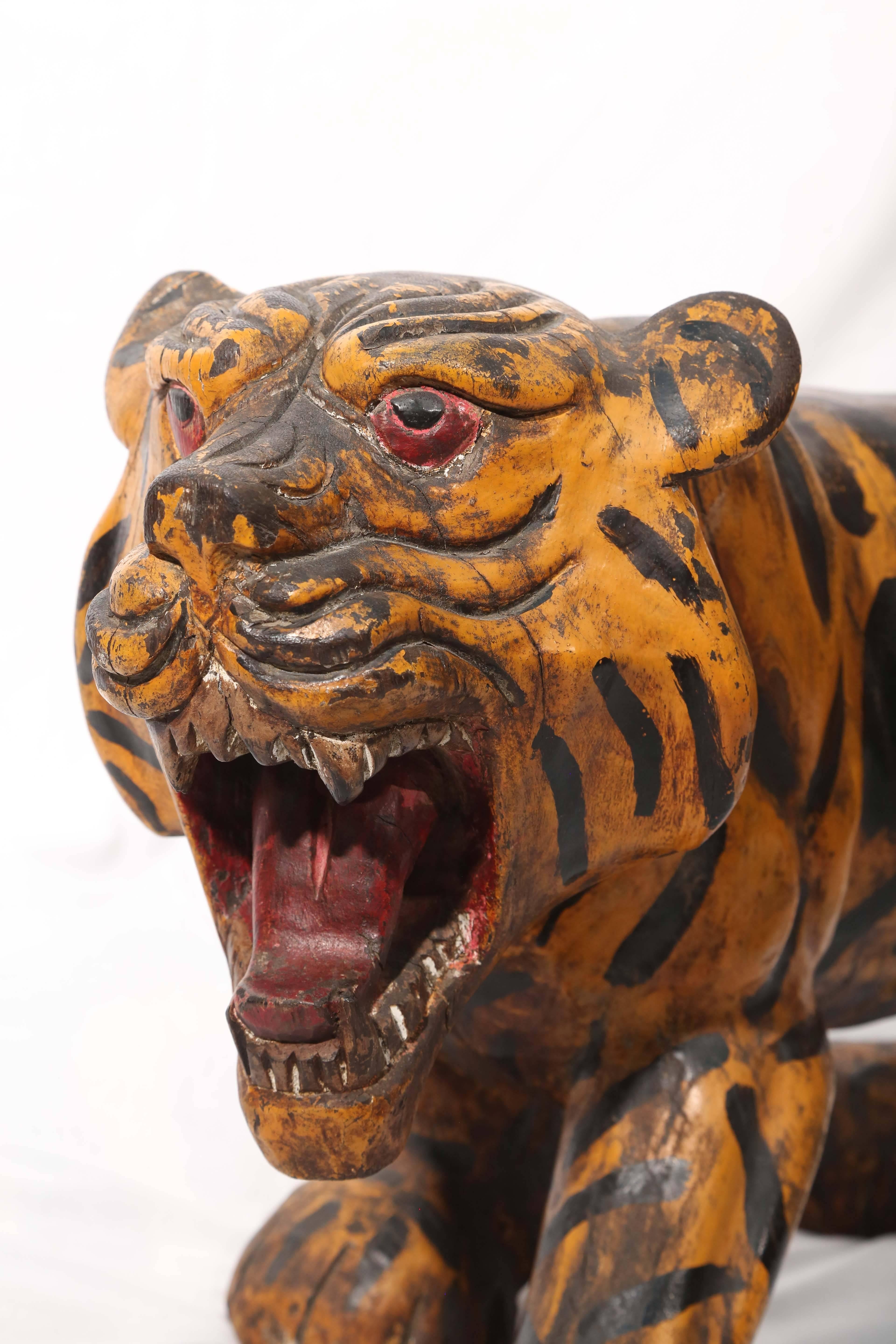 Sensational Pair of 19th Century Anglo-Indian Figure of Tigers 2