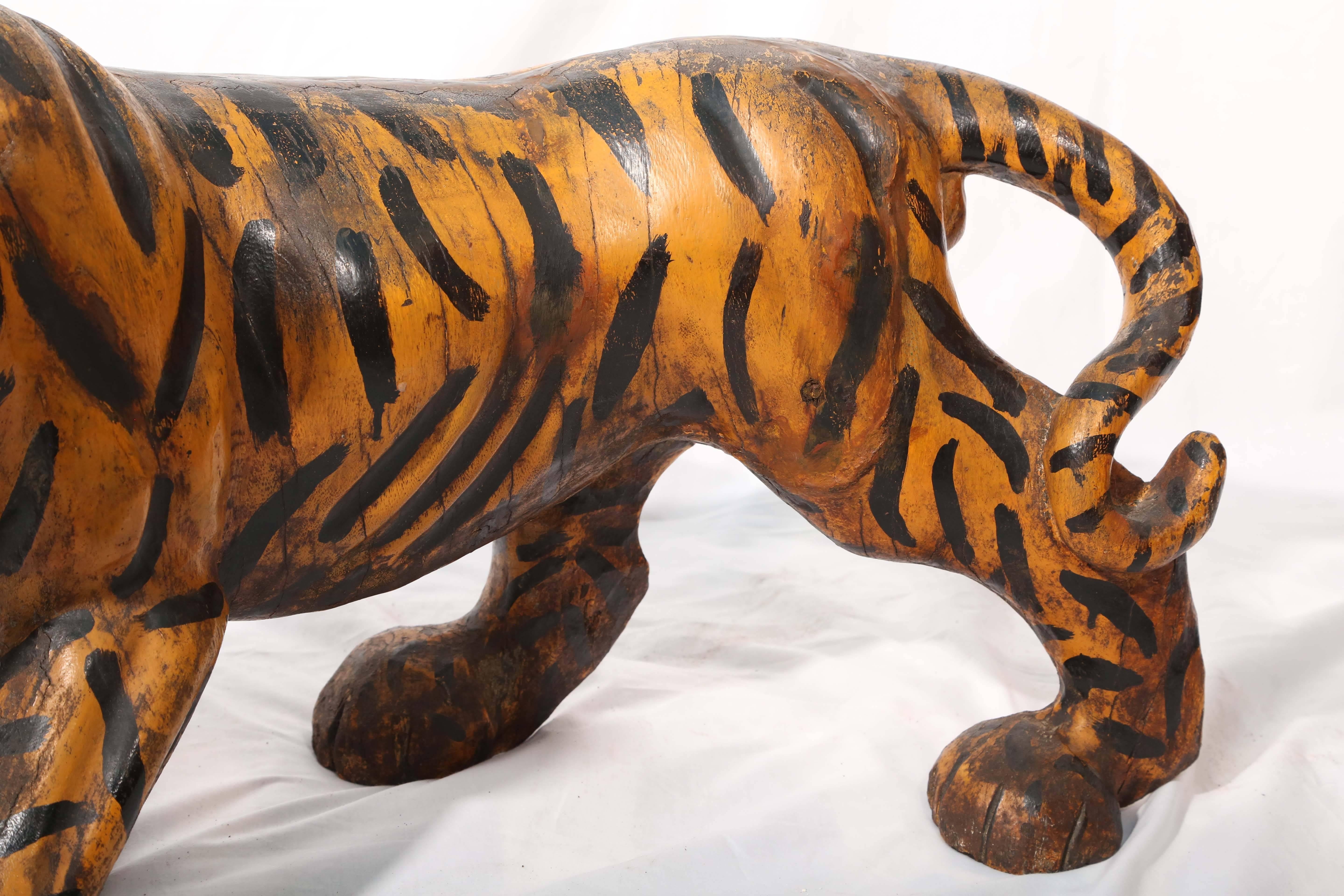 Sensational Pair of 19th Century Anglo-Indian Figure of Tigers 3