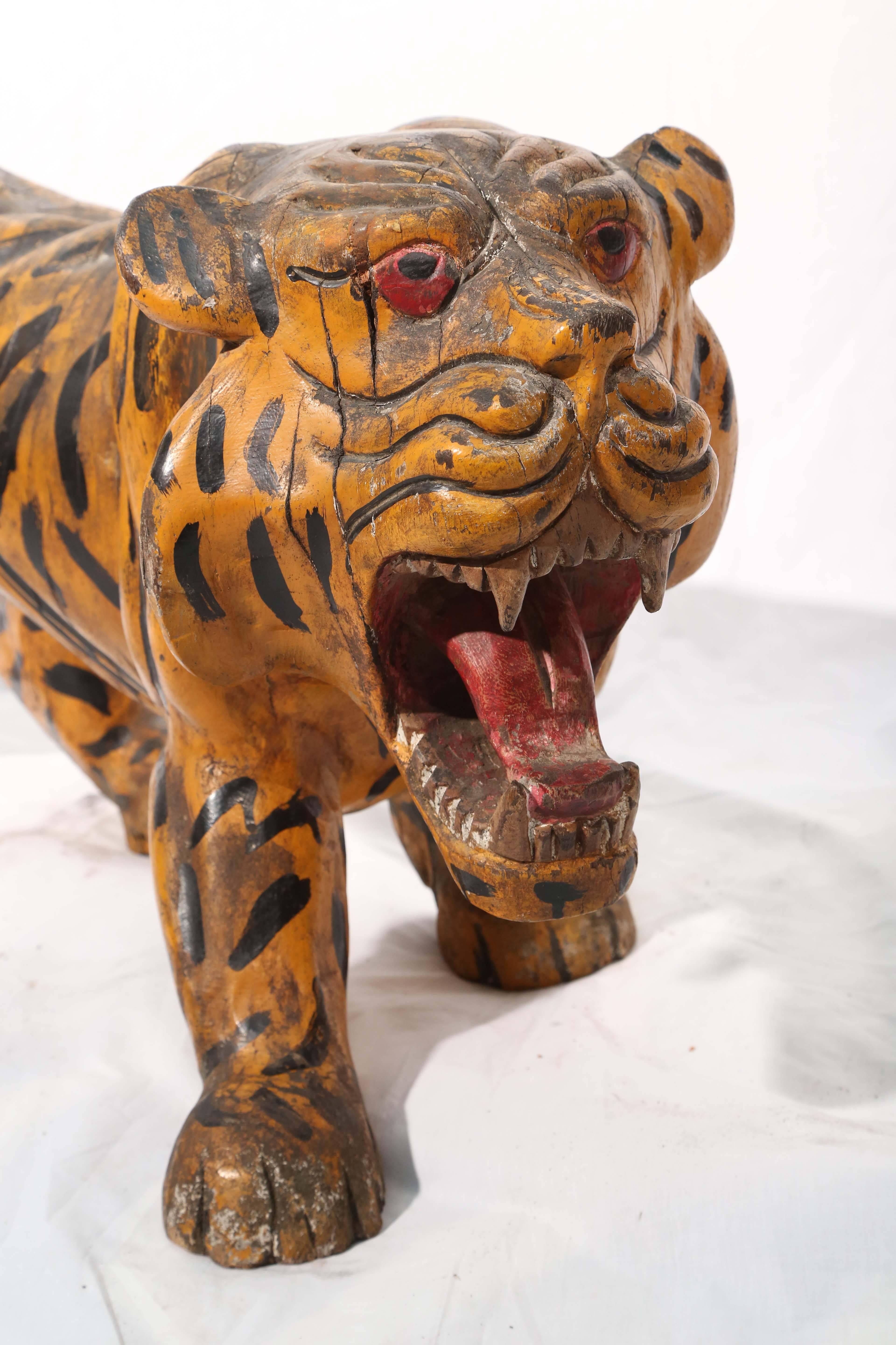 Sensational Pair of 19th Century Anglo-Indian Figure of Tigers 5