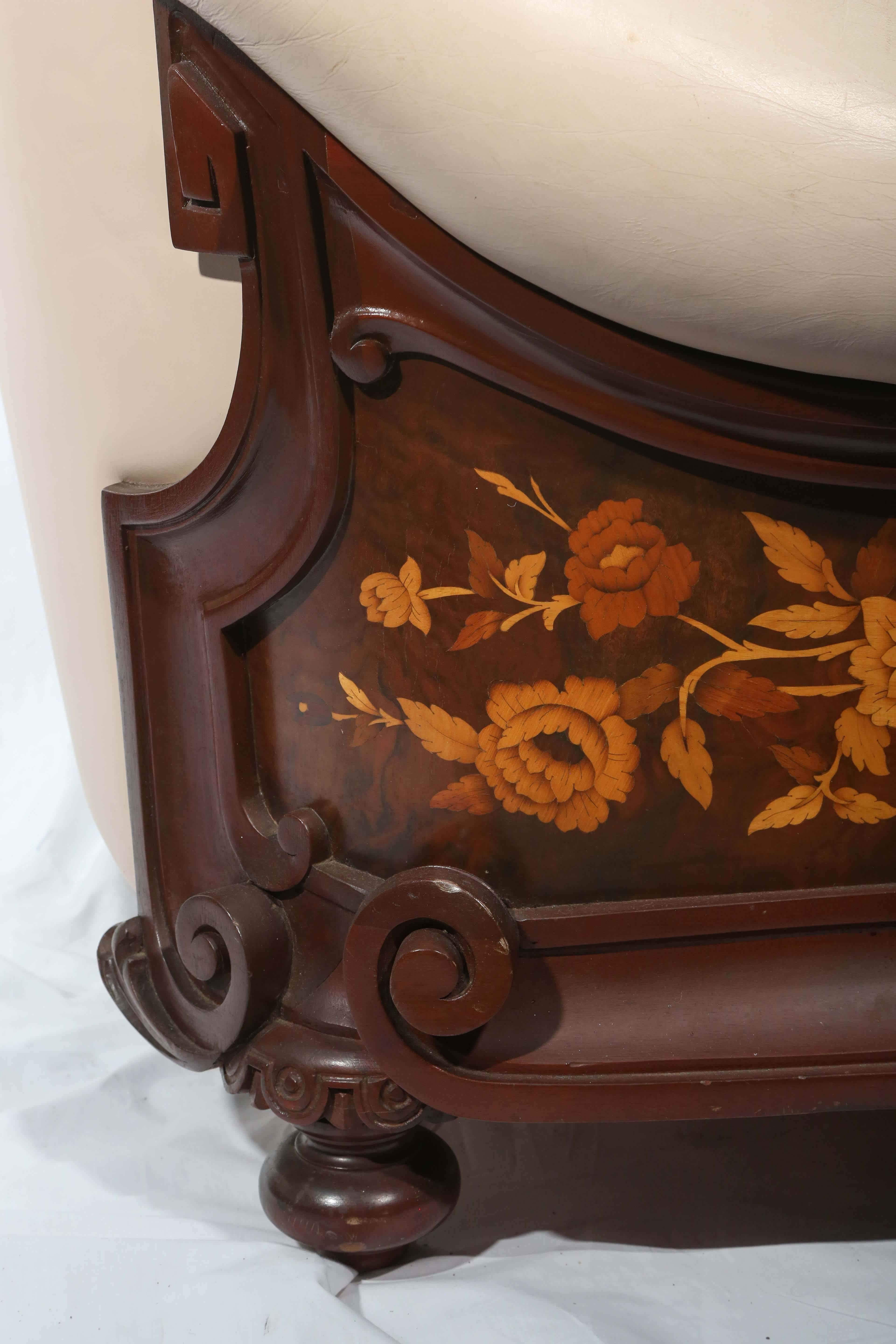 Outstanding Pair of Belle Époque Marquetry and Leather 