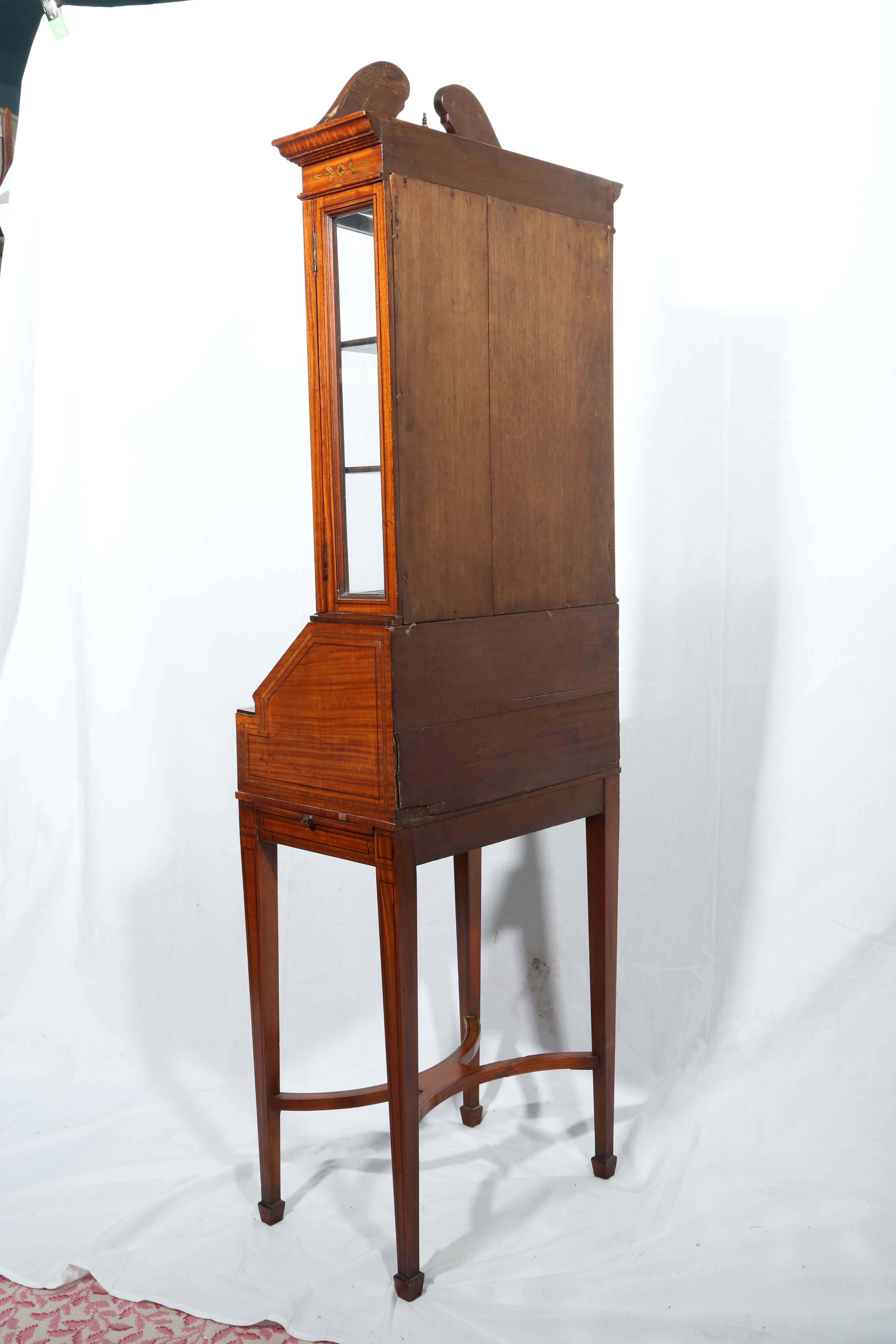 Satinwood Superb 19th Century Adam Style Petite Secretary Desk