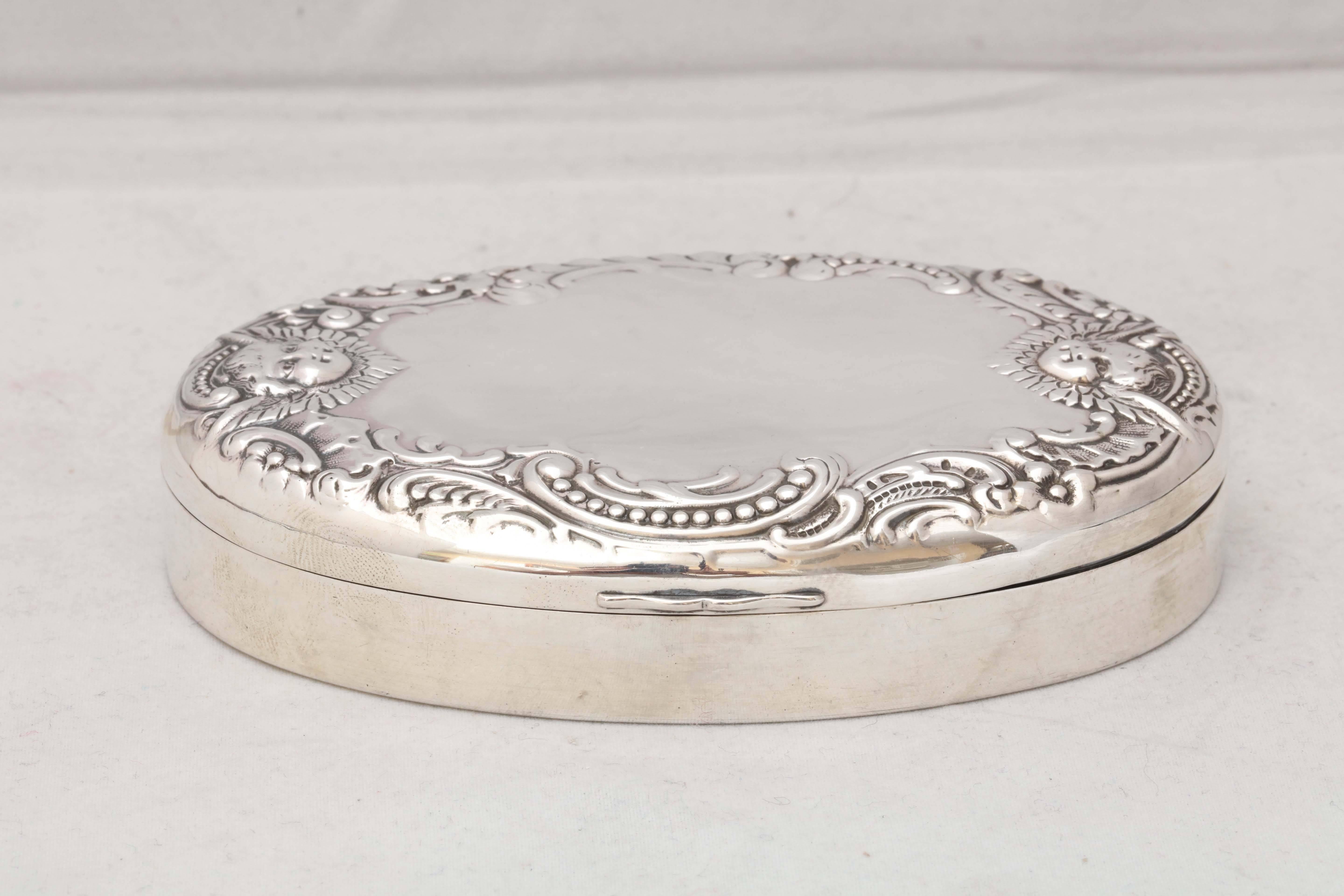 American Victorian Sterling Silver Trinkets or Jewelry Box with Hinged Lid
