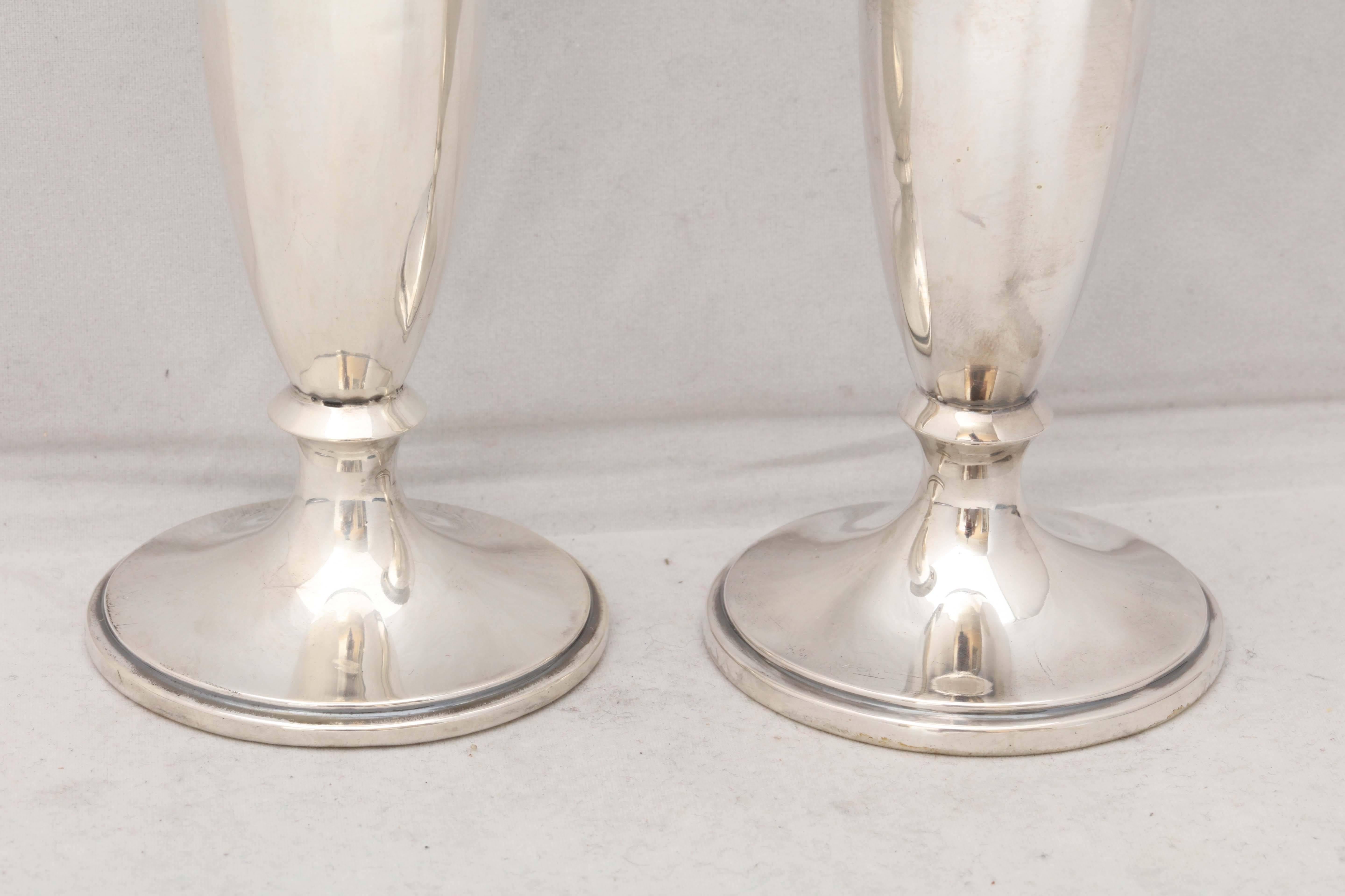 English Pair of Edwardian Sterling Silver Vases