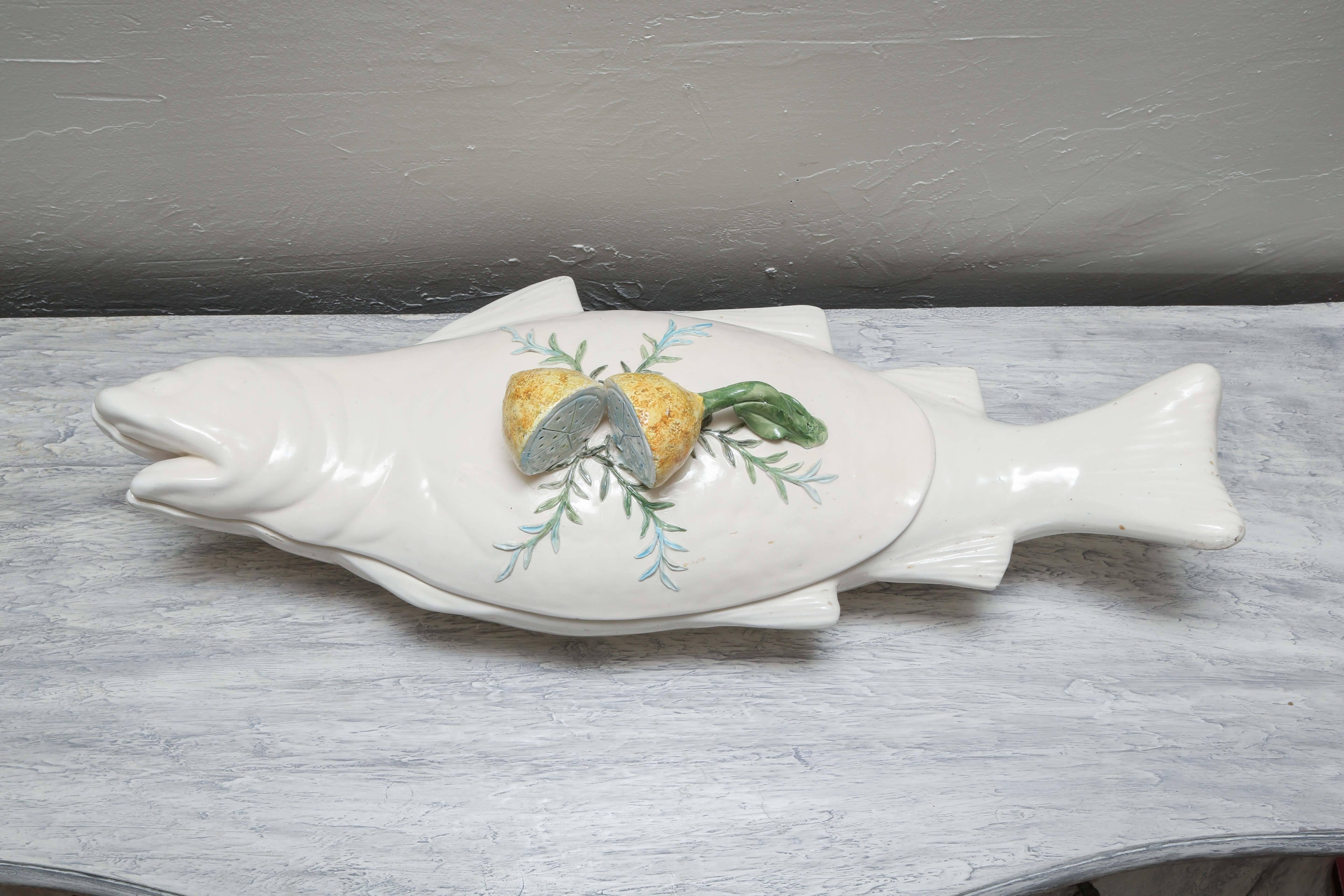 20th Century Antique Italian Faience Fish Tureen