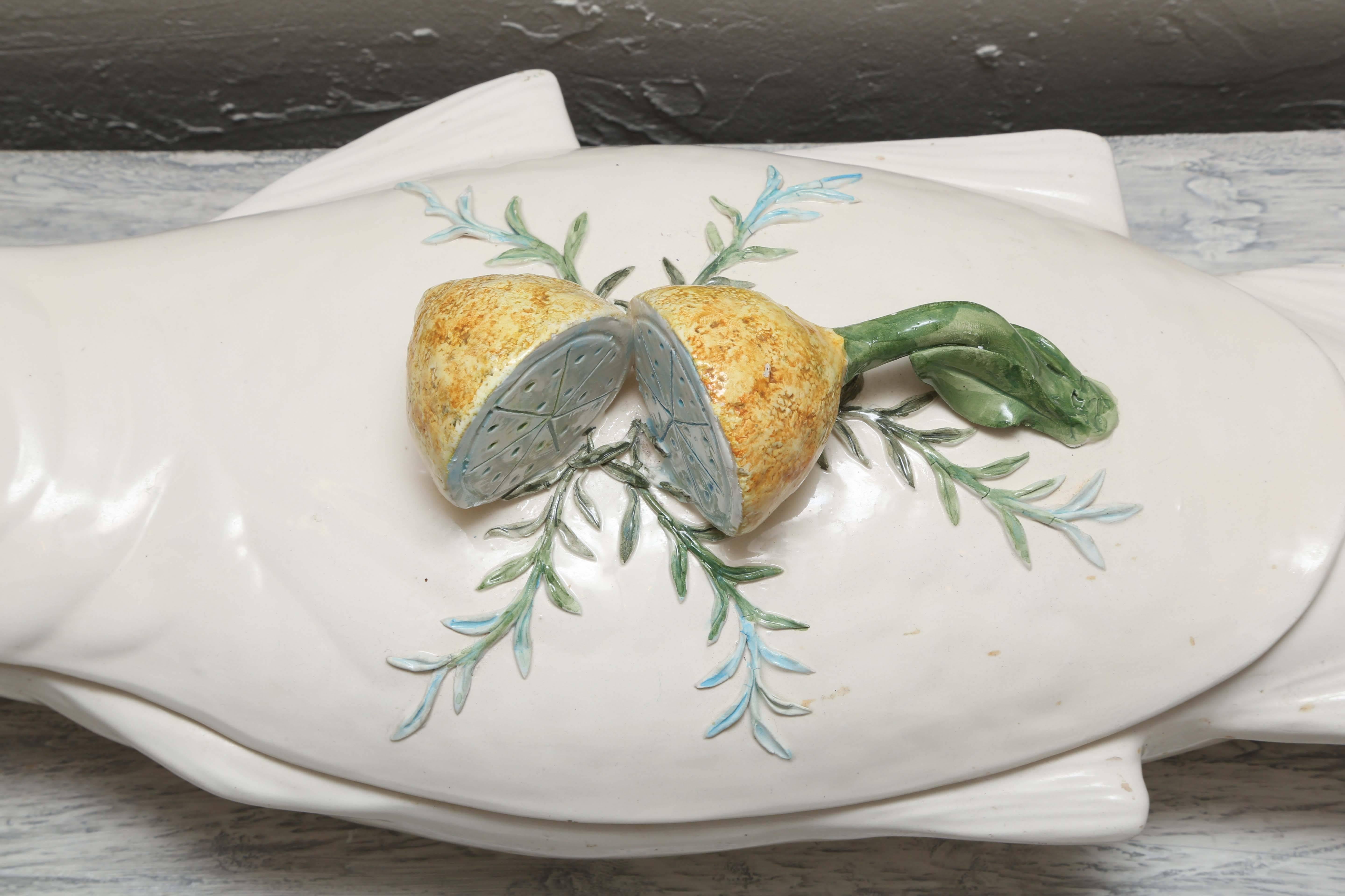 Antique Italian Faience Fish Tureen 1