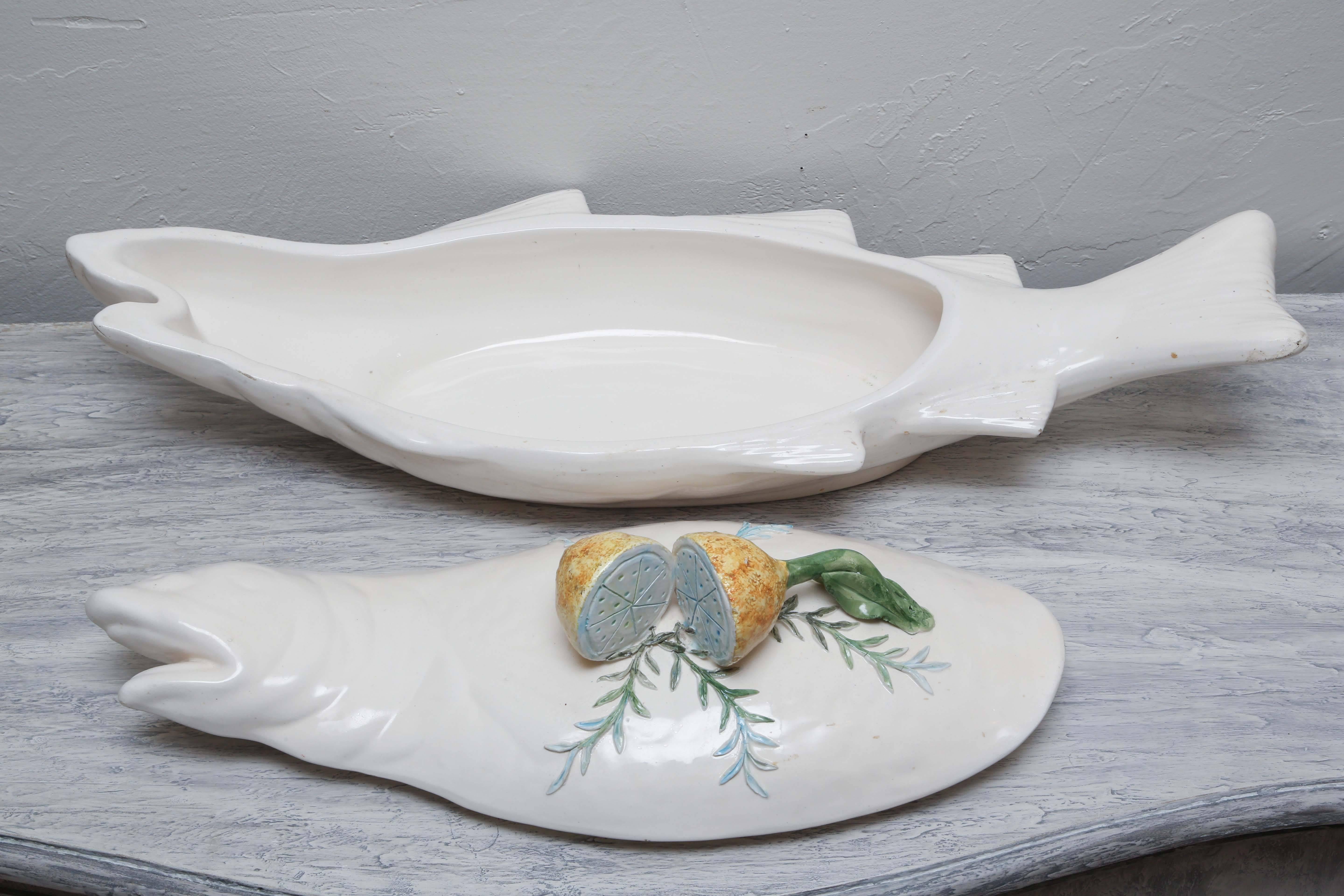 Antique Italian Faience Fish Tureen 3