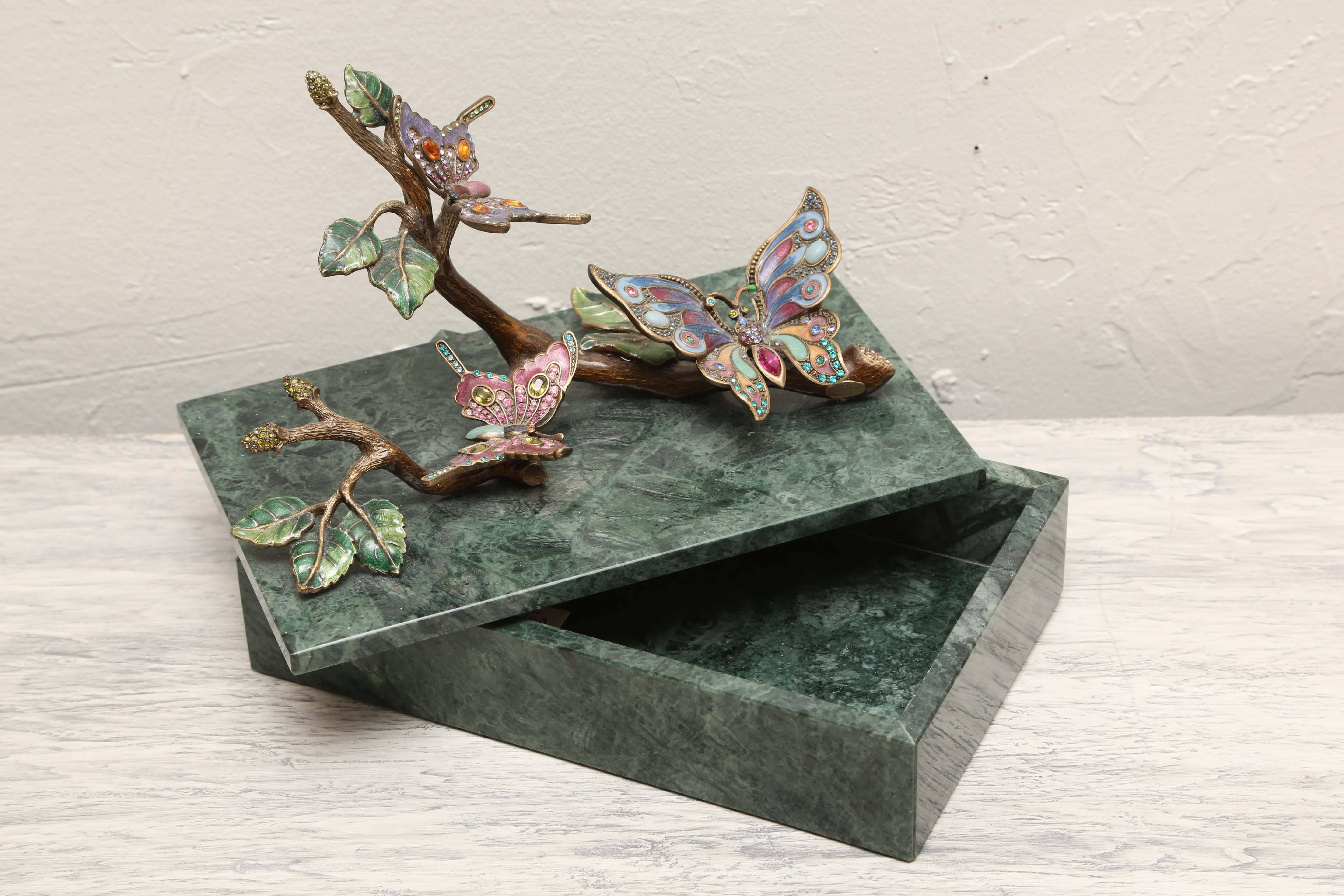 American Marble and Enamel Butterfly Box by Jay Strongwater