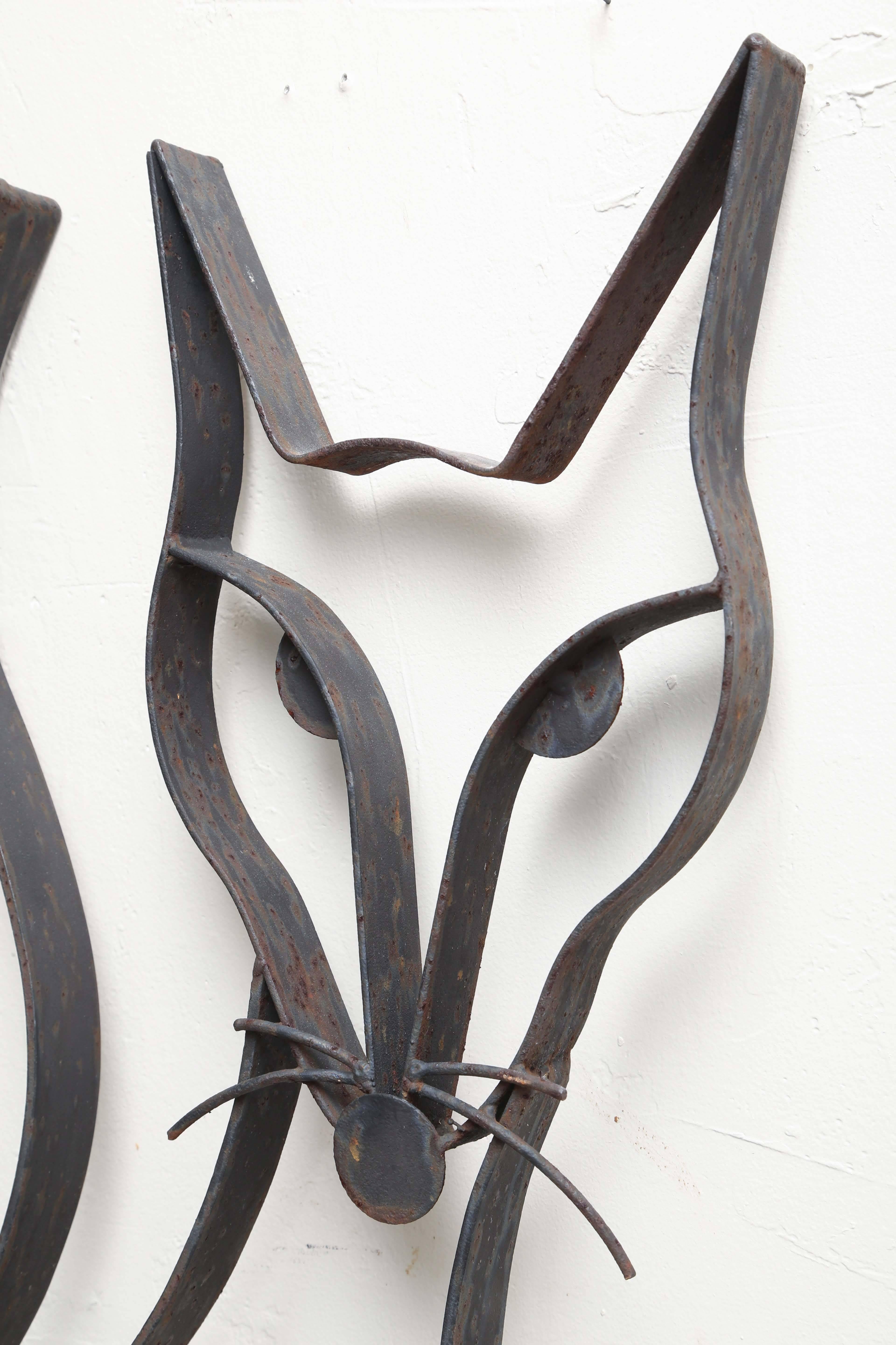 Forged Mid-Century Iron Fox Sculpture