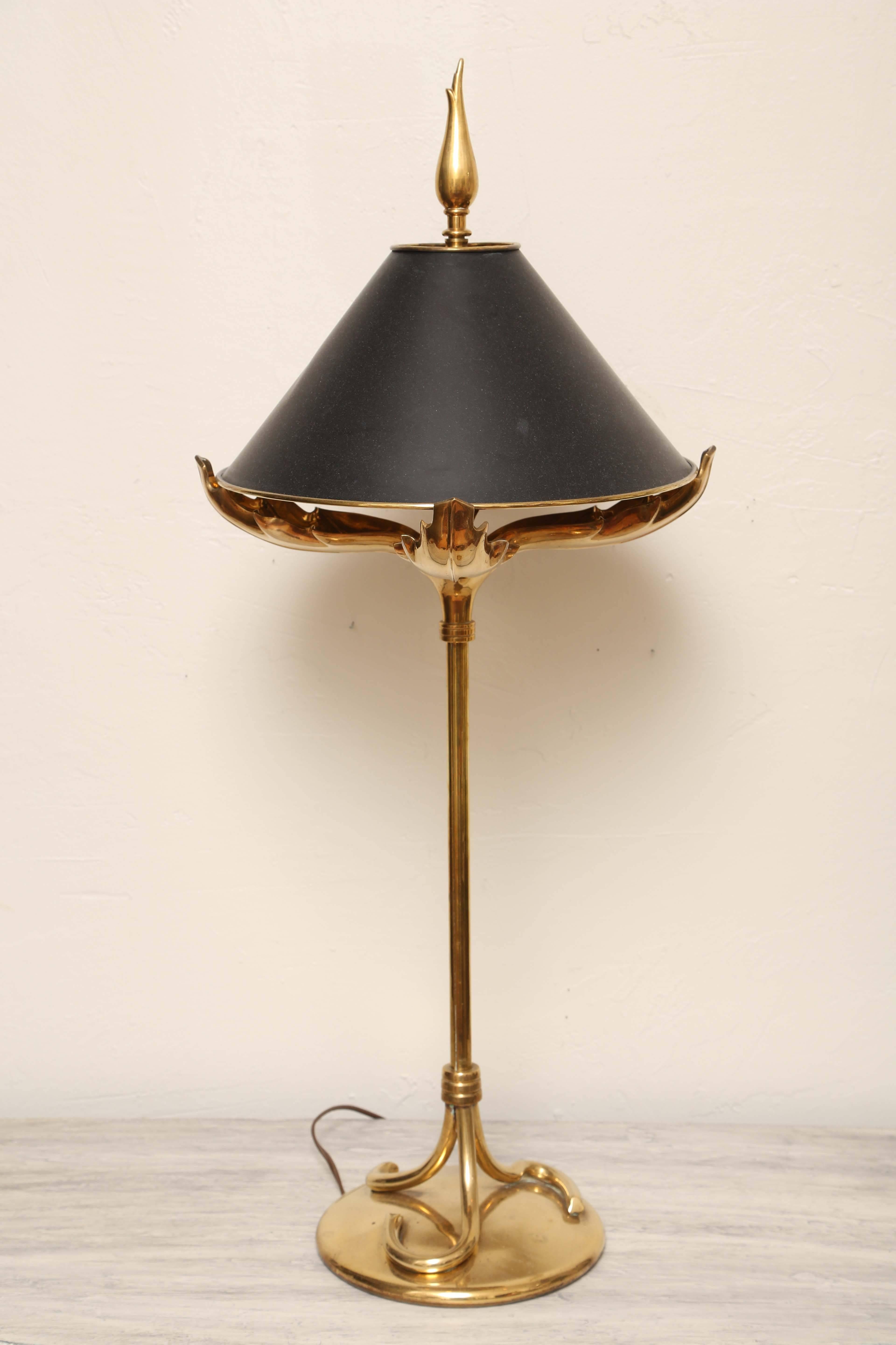 Vintage Chapman Brass Table Lamp In Good Condition In West Palm Beach, FL