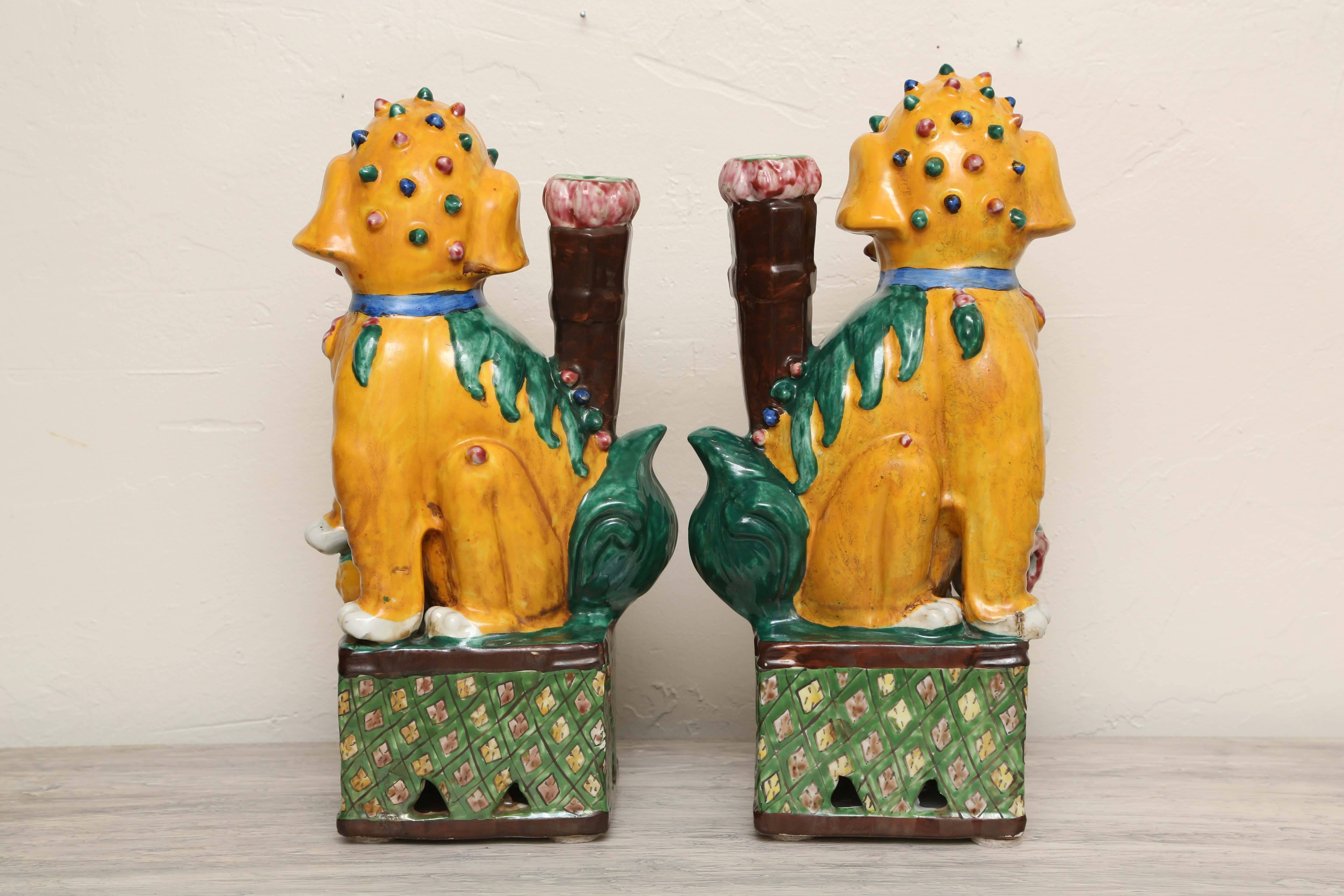19th Century Pair of Antique Chinese Foo Dogs