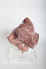 Abstract Striated Marble Sculpture on Lucite Base