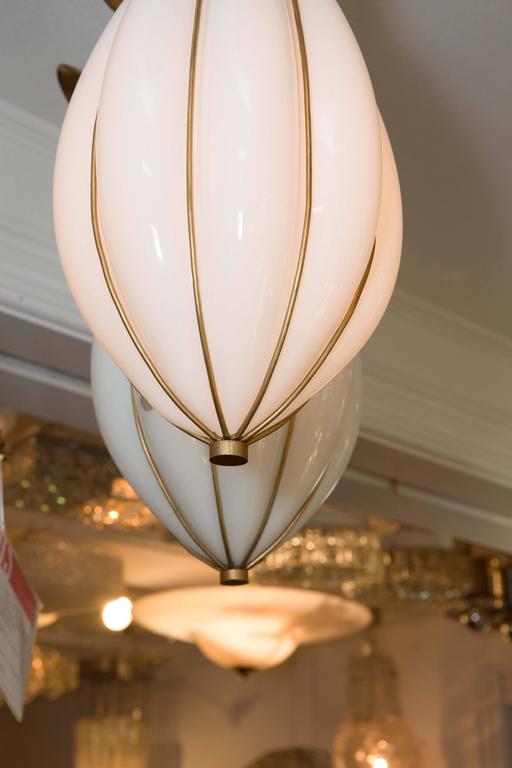 Murano Opaque Glass Pendant with Brass Detail, by Venini at 1stDibs