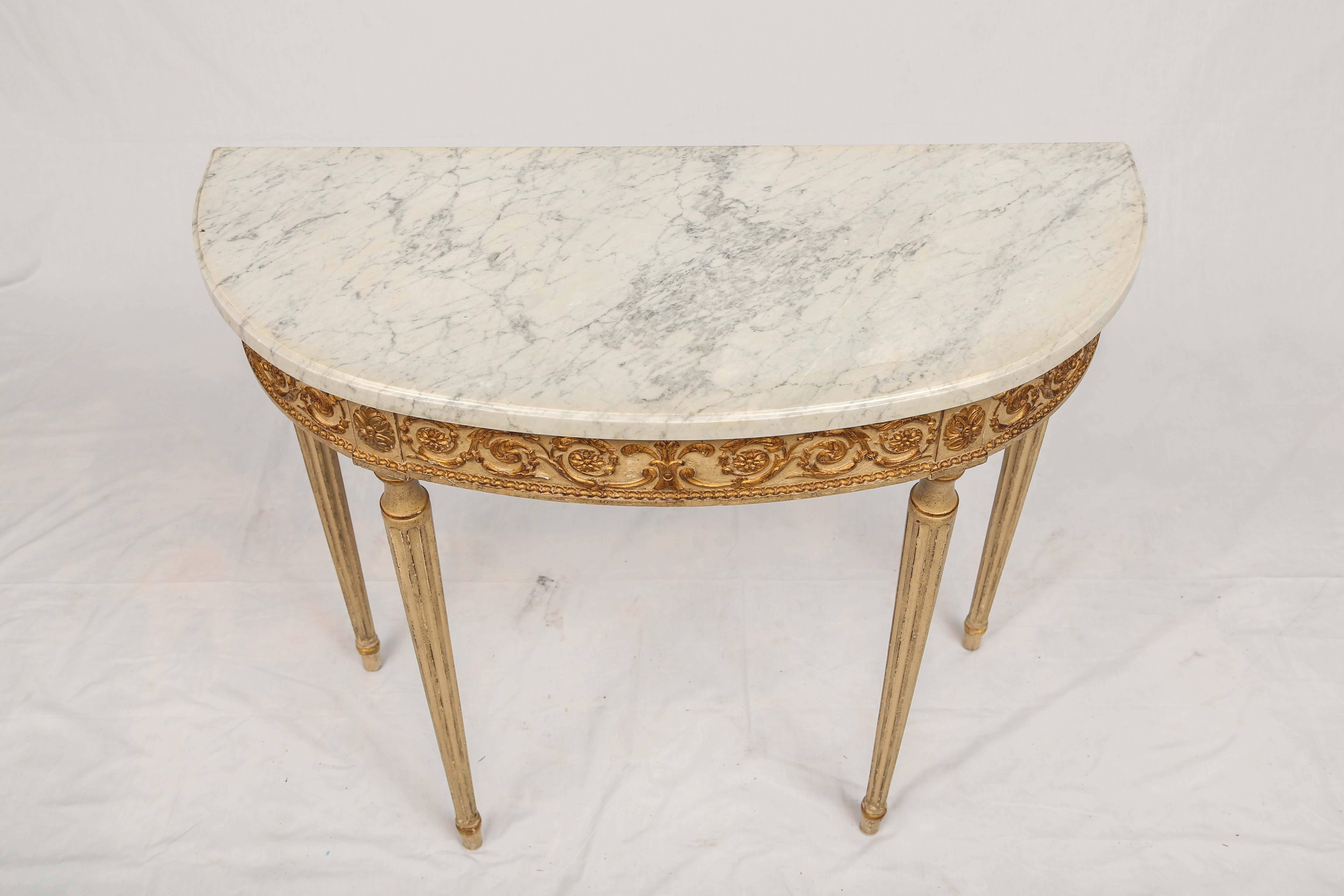 Italian Demilune Console with Carrara Marble Top