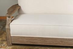 Mid-Century Distressed Oak Sofa New Finish and Upholstery