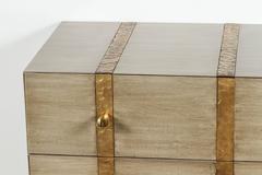 Paul Marra Three-Drawer Banded Chest in Bleached Oak and Inset Iron Band