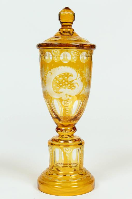 Vintage Bohemian Glass Jar from 1800s at 1stDibs