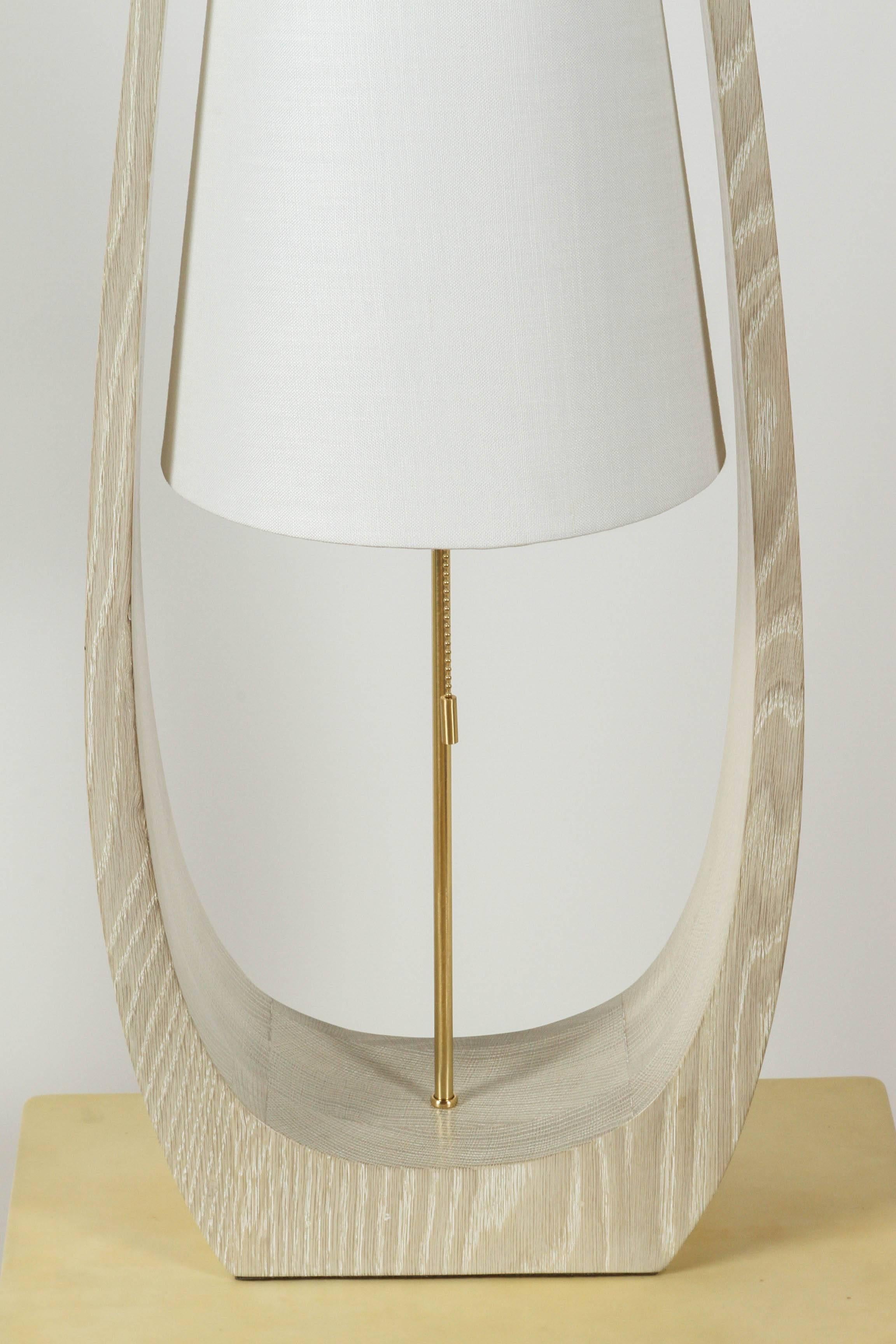American Wishbone Table Lamp in Gray Ceruse Oak For Sale