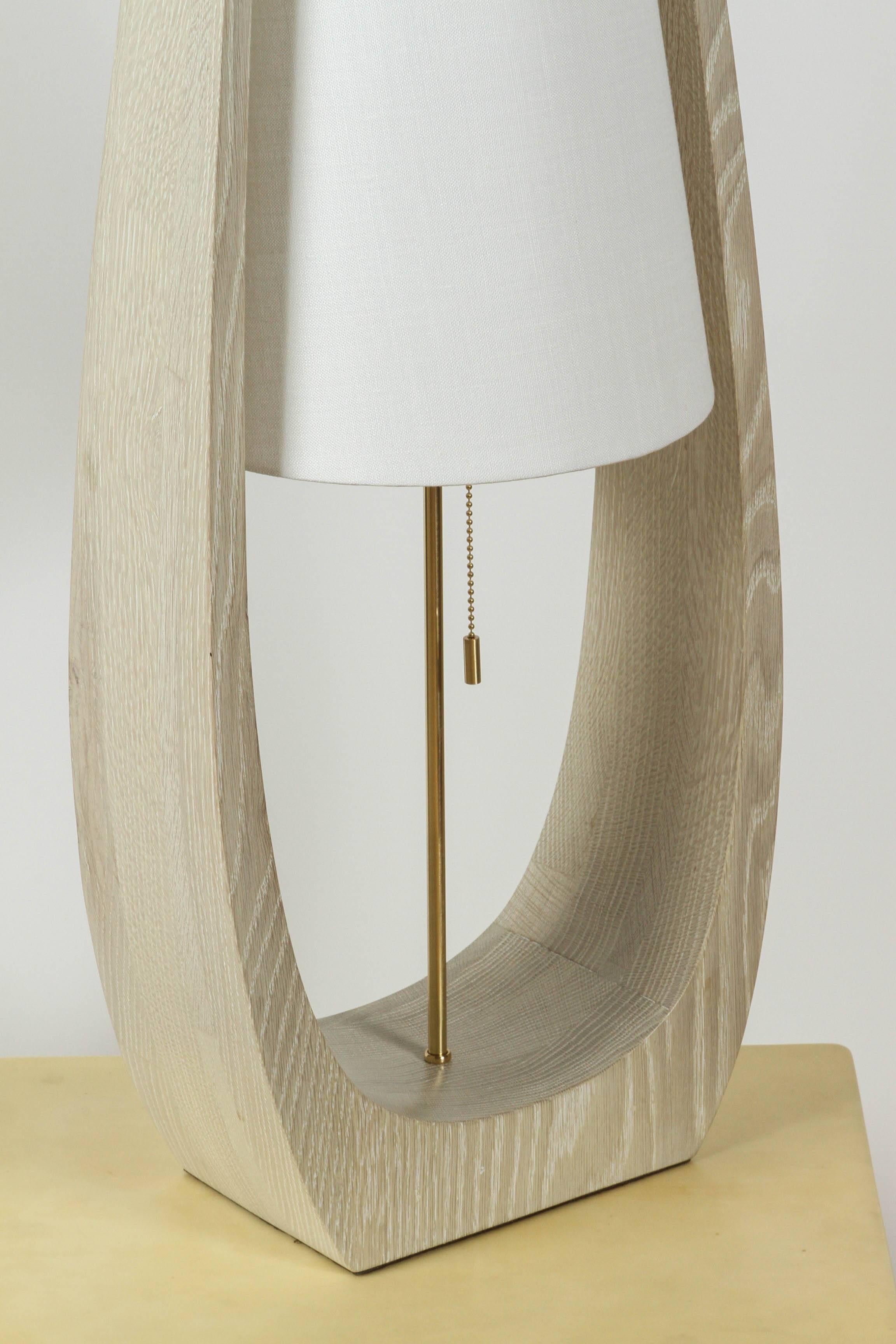 Cerused Wishbone Table Lamp in Gray Ceruse Oak For Sale