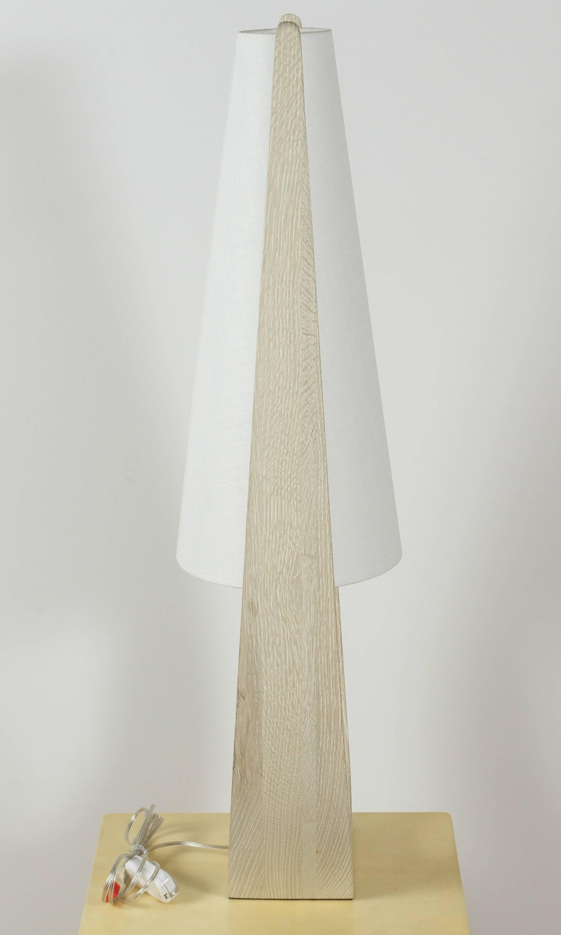 Contemporary Wishbone Table Lamp in Gray Ceruse Oak For Sale