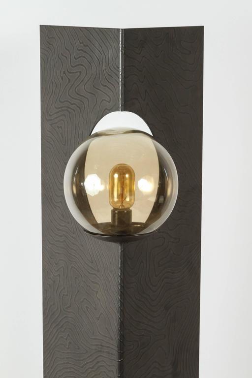Paul Marra Textured Steel Solitaire Floor Lamp For Sale at 1stDibs