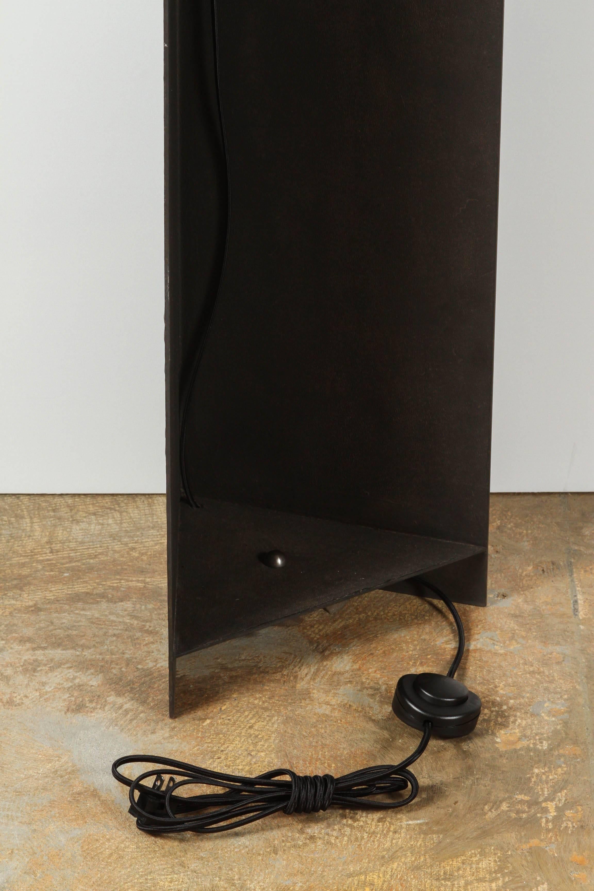 Paul Marra Textured Steel Solitaire Floor Lamp For Sale 3