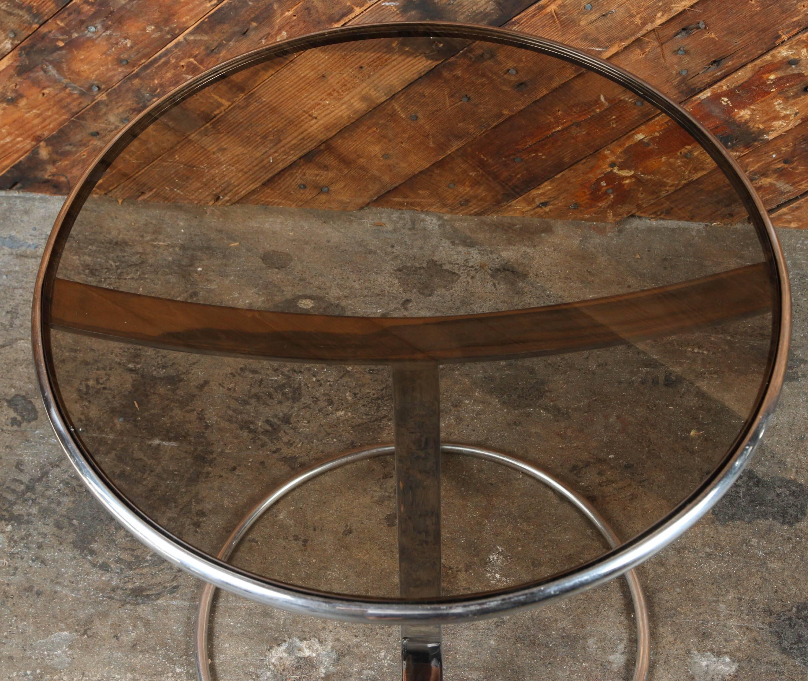 Gardner Leaver for Steelcase Chrome and Smoked Glass Pair Side Tables In Excellent Condition For Sale In santa monica, CA