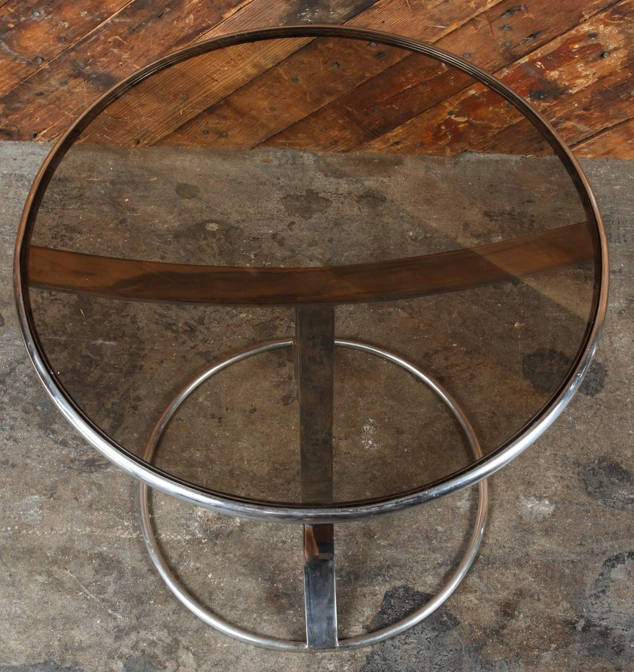 Mid-20th Century Gardner Leaver for Steelcase Chrome and Smoked Glass Pair Side Tables For Sale