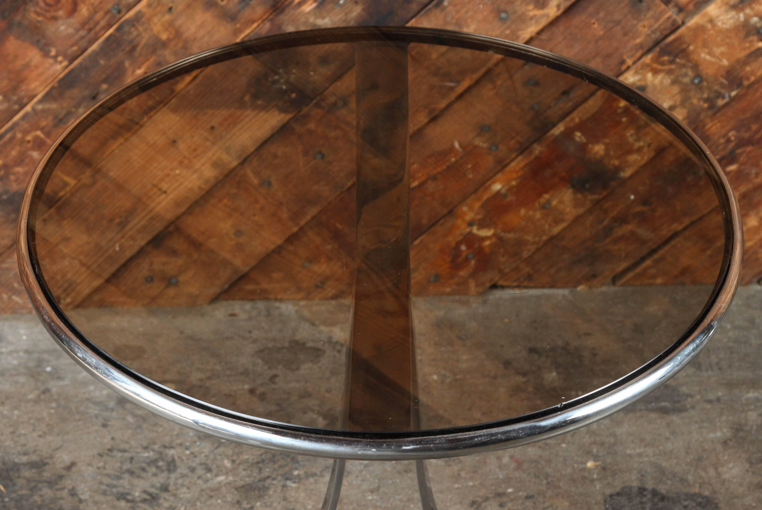 Gardner Leaver for Steelcase Chrome and Smoked Glass Pair Side Tables For Sale 3