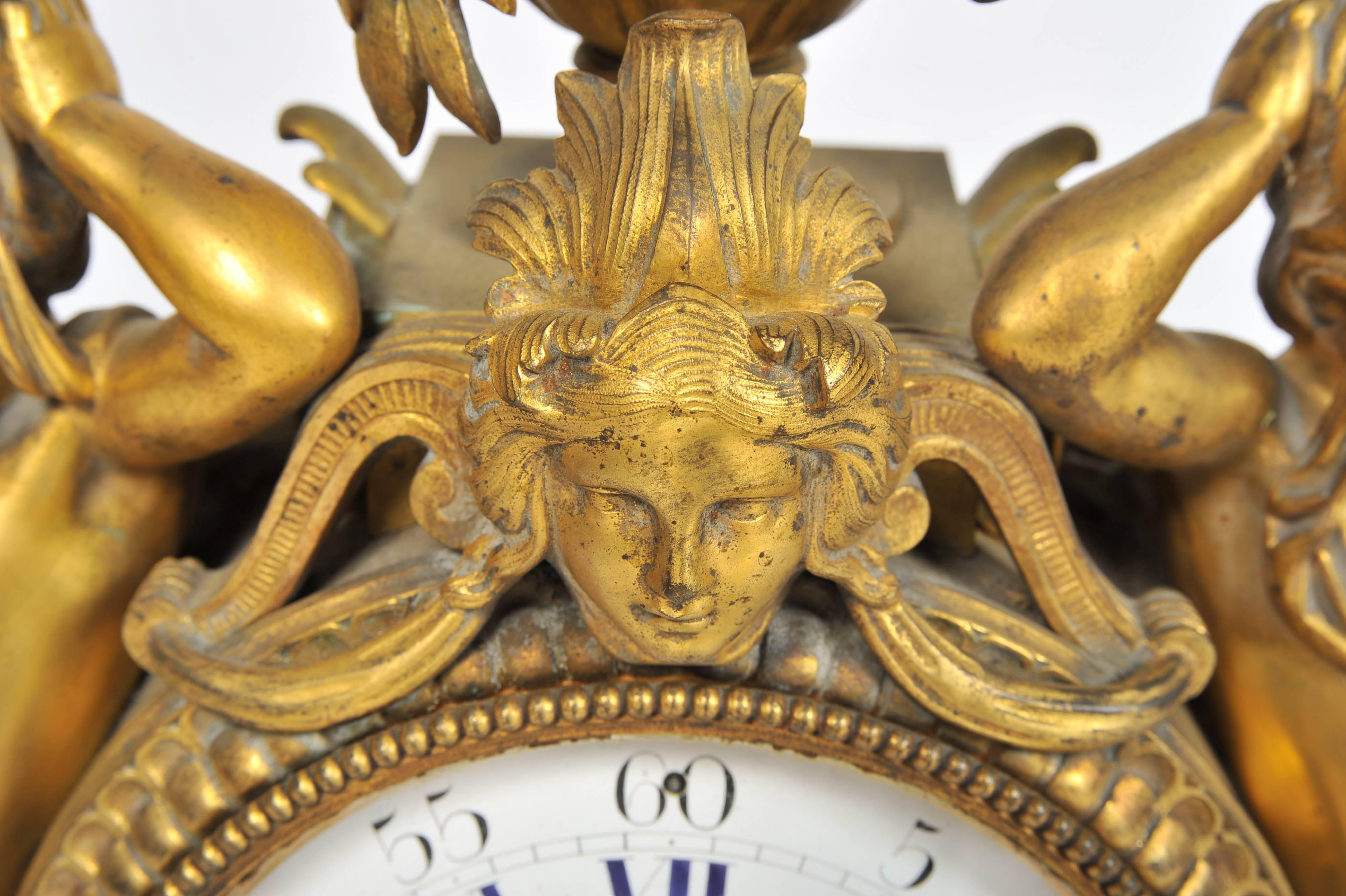 Napoleon III 19th Century French Mantel Clock, by 'Monbro Aine, Paris' For Sale